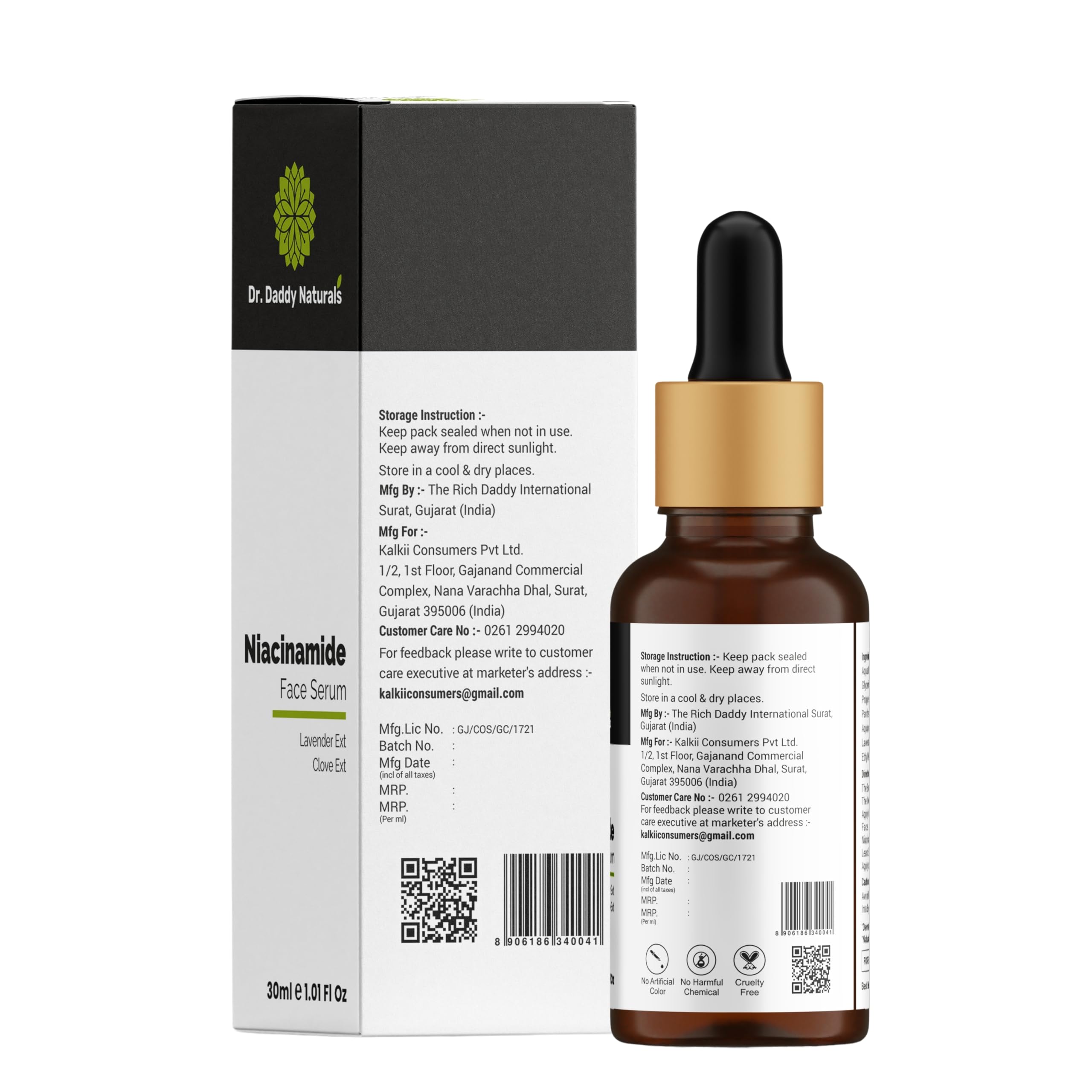 Dr. Daddy Naturals Niacinamide Face Serum 30ml - Dark Spot Corrector for Hyperpigmentation, Brightening & Even Skin Tone | Daily Skincare for Glowing Complexion