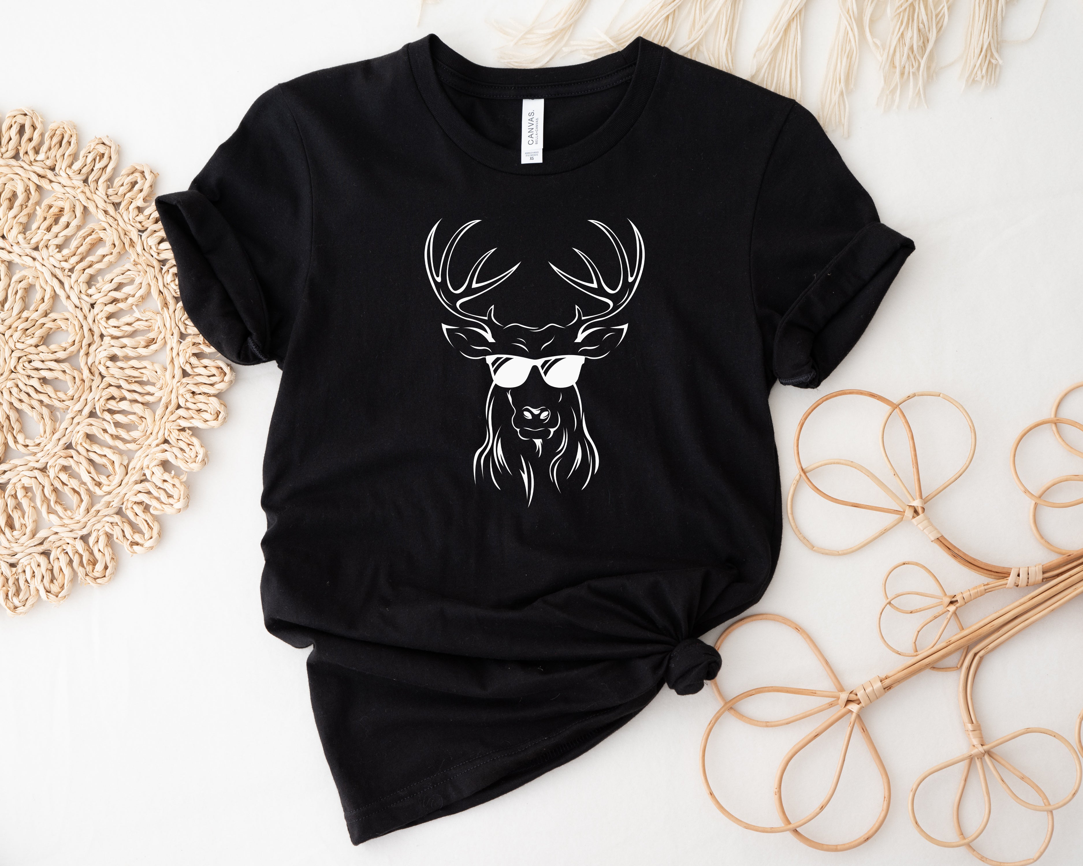 Festive Reindeer Christmas T-Shirt for Men & Women - Holiday Party Outfit, Family Matching, Xmas Gift - Multiple Colors Available