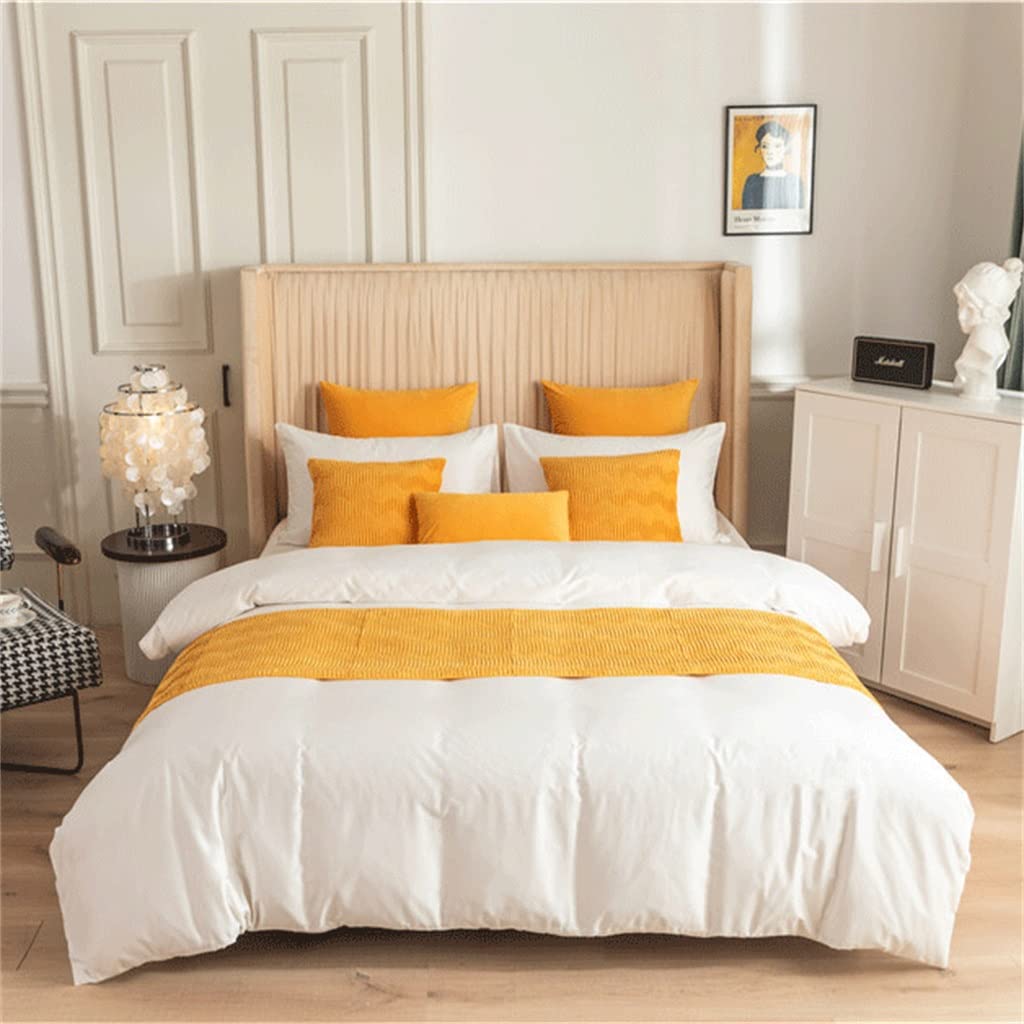 Luxury Velvet Wavy Bed Runner - Double-Sided Decorative Bed Scarf for Home & Hotel Decor (Orange, 45x180cm) - Perfect for Master Bedroom, Guest Room & Wedding Decorations