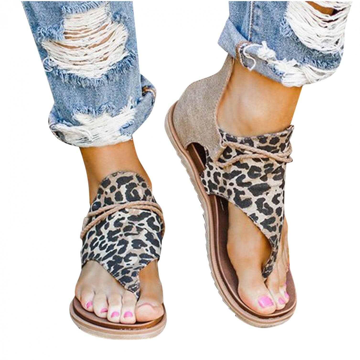 SEAOPEN Women's Comfortable Flip Flops - Summer Strappy Flat Sandals with Arch Support for Walking | Beach, Pool, Vacation & Casual Wear