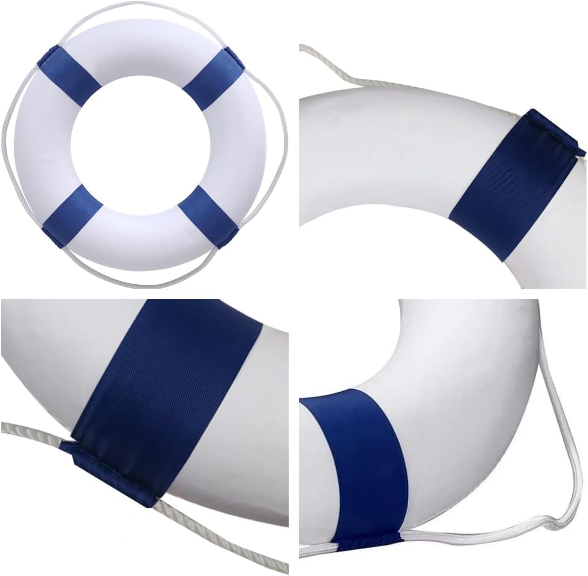 Life Ring Pool Safety Ring - 52cm/20.5inch Swim Foam Buoy with Rope, Red Emergency Flotation Device for Swimming Pools, Lakes, Beaches & Boating Safety