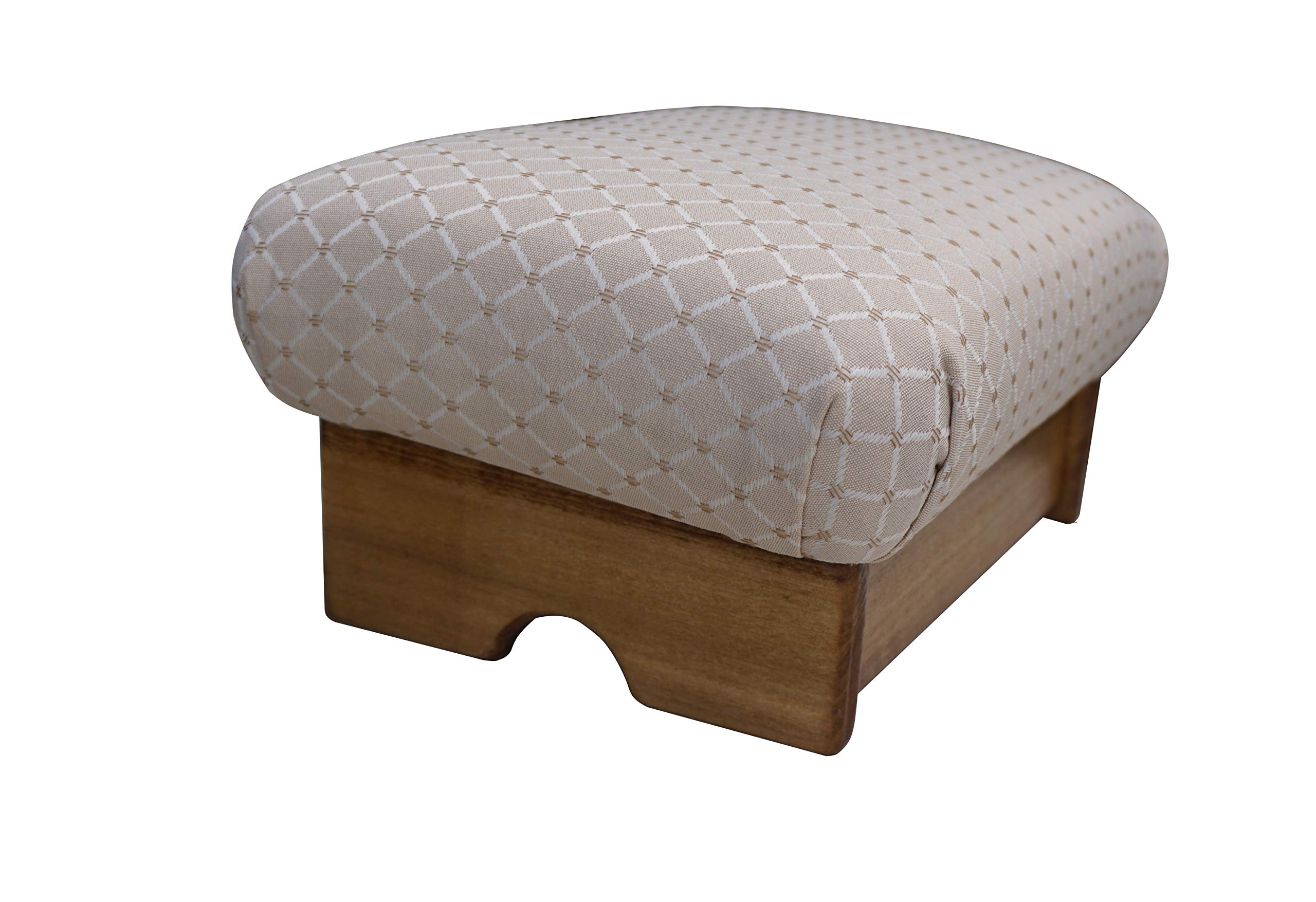 Premium Padded Foot Stool with Winter Field Fabric - Maple Stain Finish - Handcrafted in USA | Ergonomic Support for Living Room, Office & Bedroom Comfort