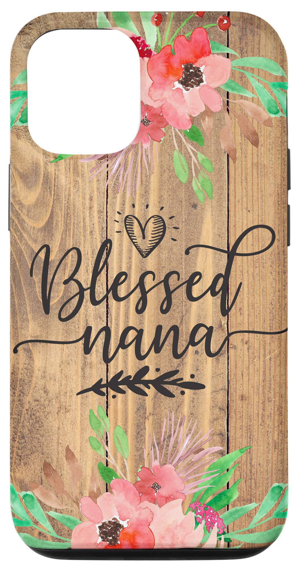Blessed Nana Brown Wood Floral iPhone 12/12 Pro Case - Durable Protective Phone Cover with Vintage Design for Women & Girls - Perfect for Everyday Use, Gifts & Special Occasions