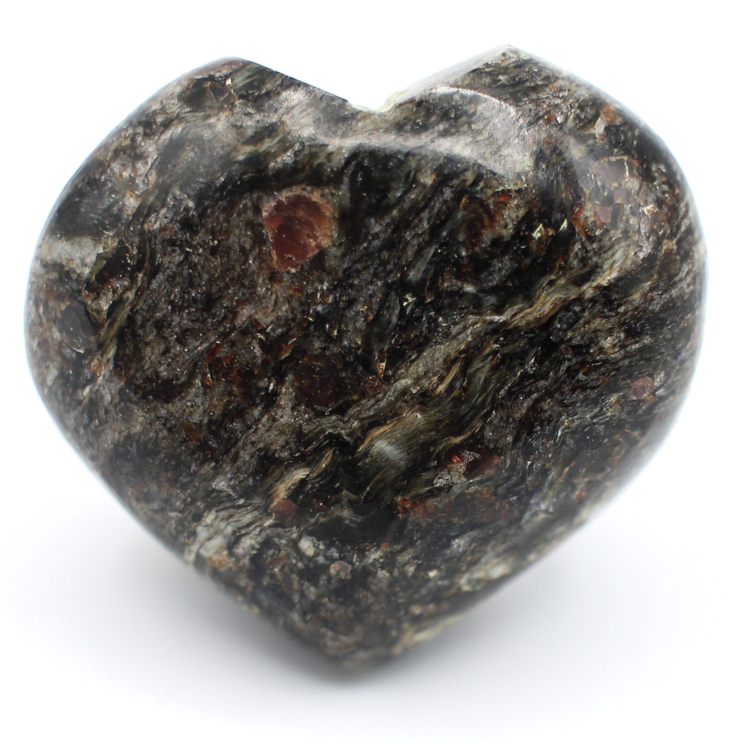 Natural Canadian Staurolite Garnet Mica Schist Heart Carving - Unique Healing Crystal for Meditation, Reiki & Spiritual Gifts