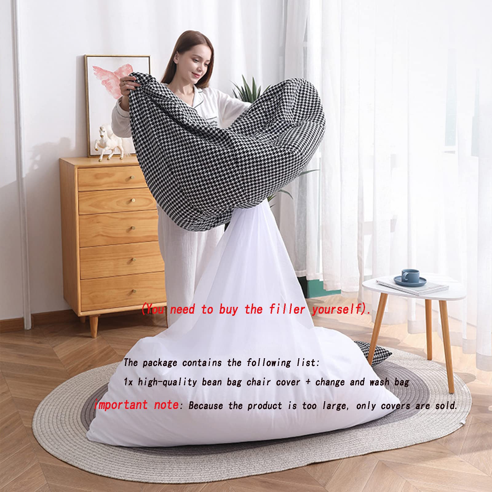 Comfy HWOEK Lazy Sofa Bean Bag Chair with Footstool - Soft Removable Cover, No Filler Included, Perfect for Stuffed Animal Storage (Gray) - Ideal for Living Rooms, Dorms & Kids' Play Areas