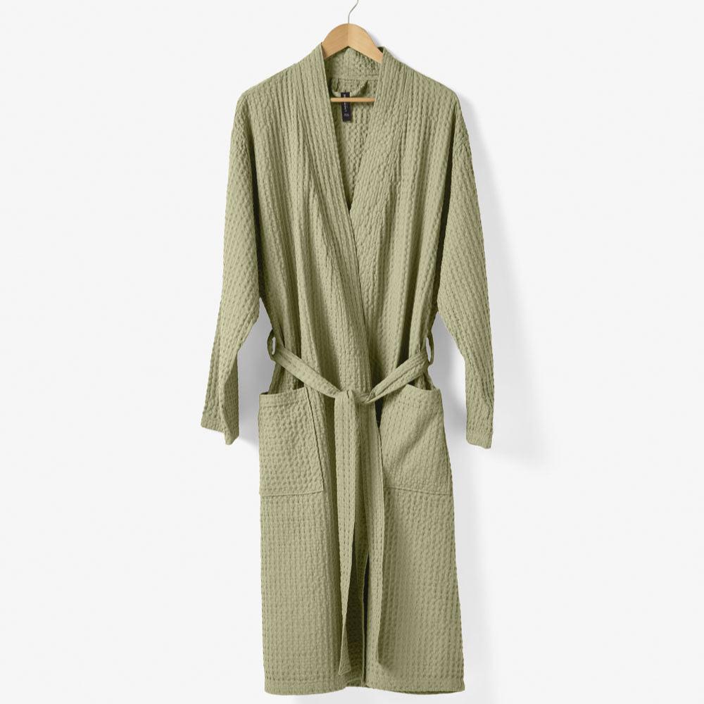 Linen House Keaton Gumtree Waffle Bathrobe - Soft & Absorbent Cotton Terry Robe for Women & Men | Perfect for Spa, Hotel, and Home Relaxation After Shower or Bath