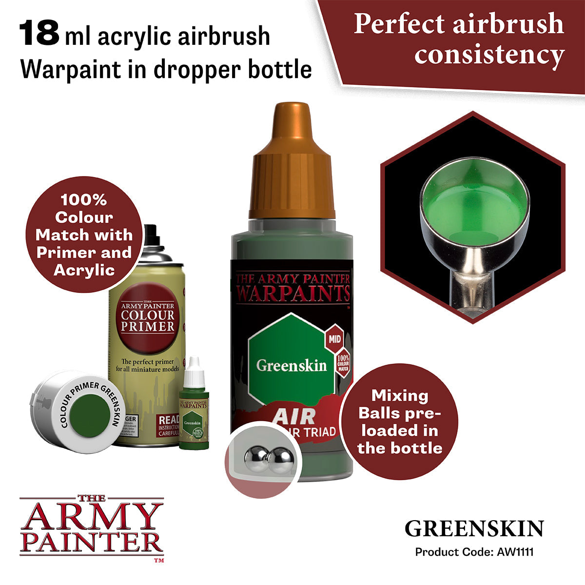 Warpaints Air: Greenskin - High-Quality Miniature Paint for Warhammer & Tabletop Gaming - Perfect for Fantasy Wargaming & Model Painting
