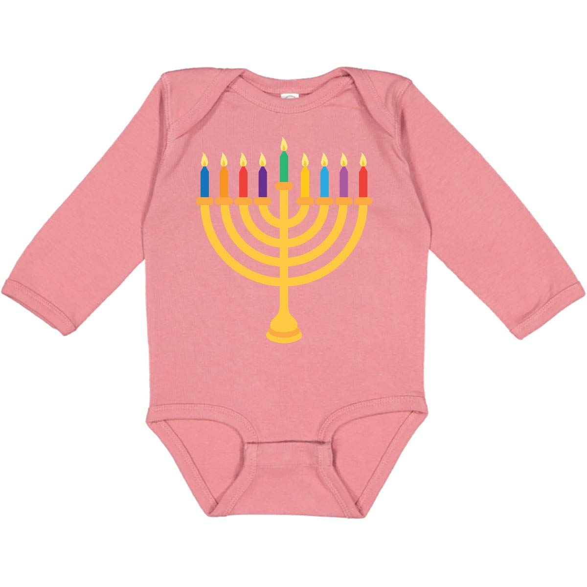 Inktastic Hanukkah Menorah Candles Baby Long Sleeve Bodysuit - 6 Months Mauve | Soft Cotton Creeper for Jewish Holiday Celebrations & Family Gatherings