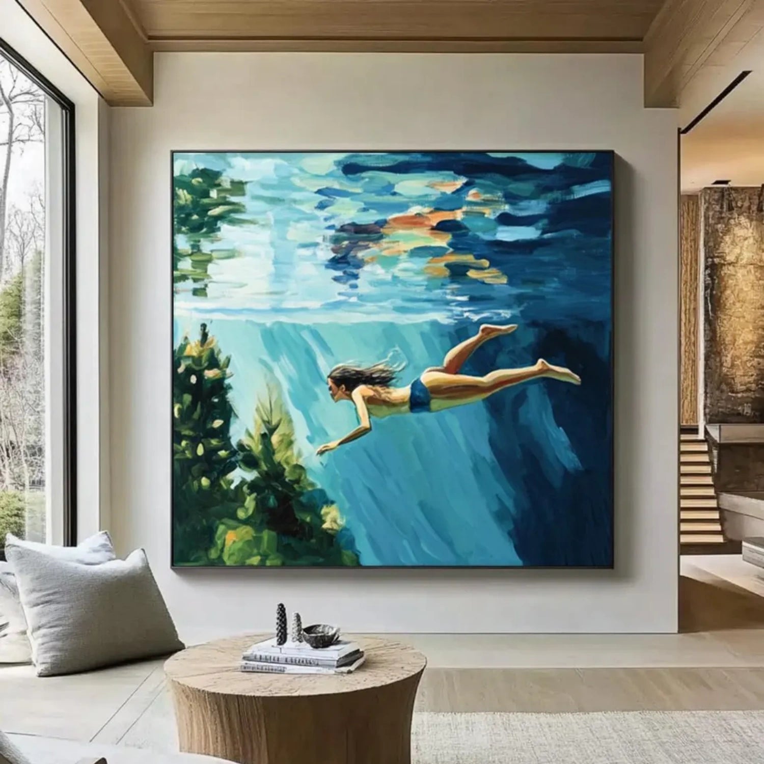 Swimming Sport Canvas Painting #SA011 - High-Quality Wall Art for Home, Office, and Poolside Decor