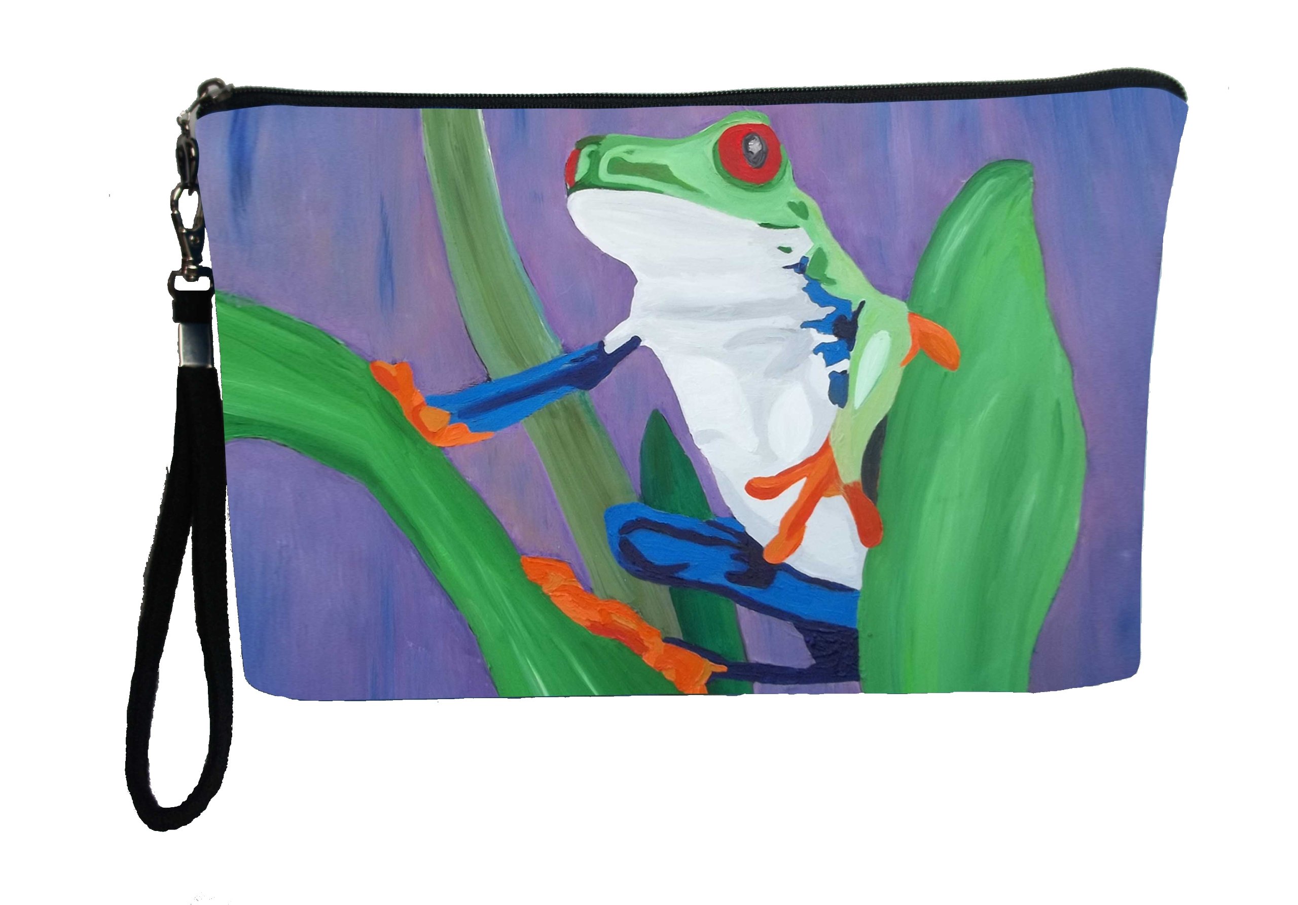 Vegan Wristlet Clutch Bag - Large Nylon Pouch for Pencils, Cosmetics & Essentials | Cute Charm Design for Women | Perfect for School, Travel & Everyday Use