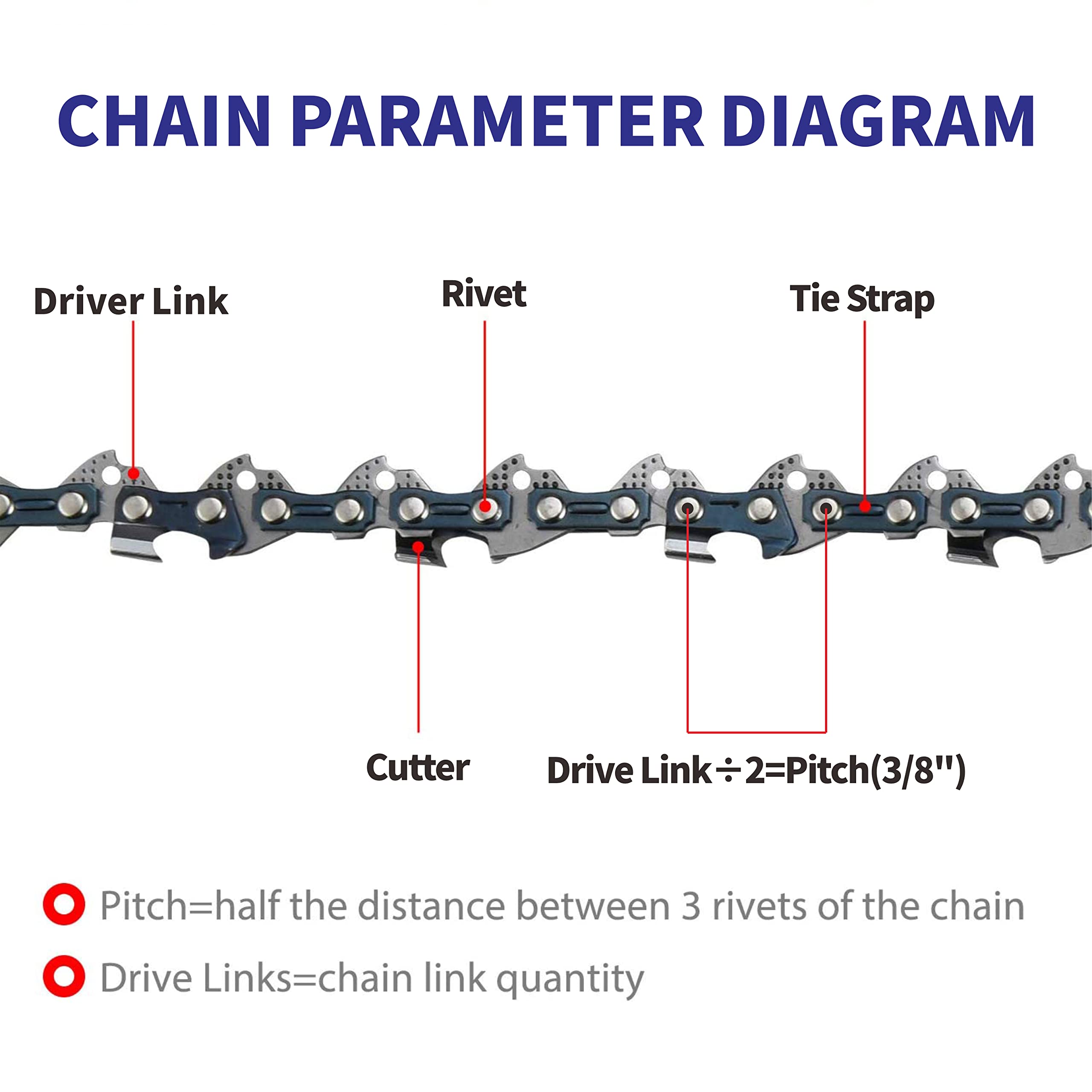 2 Pack R40 10 Inch Chainsaw Chain - 3/8