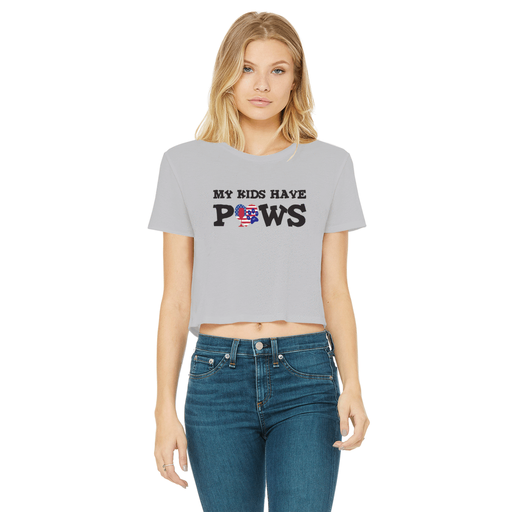 My Kids Have Paws Classic Women's Cropped Raw Edge T-Shirt | Funny Dog Mom Tee | Casual Wear & Pet Lover Gift