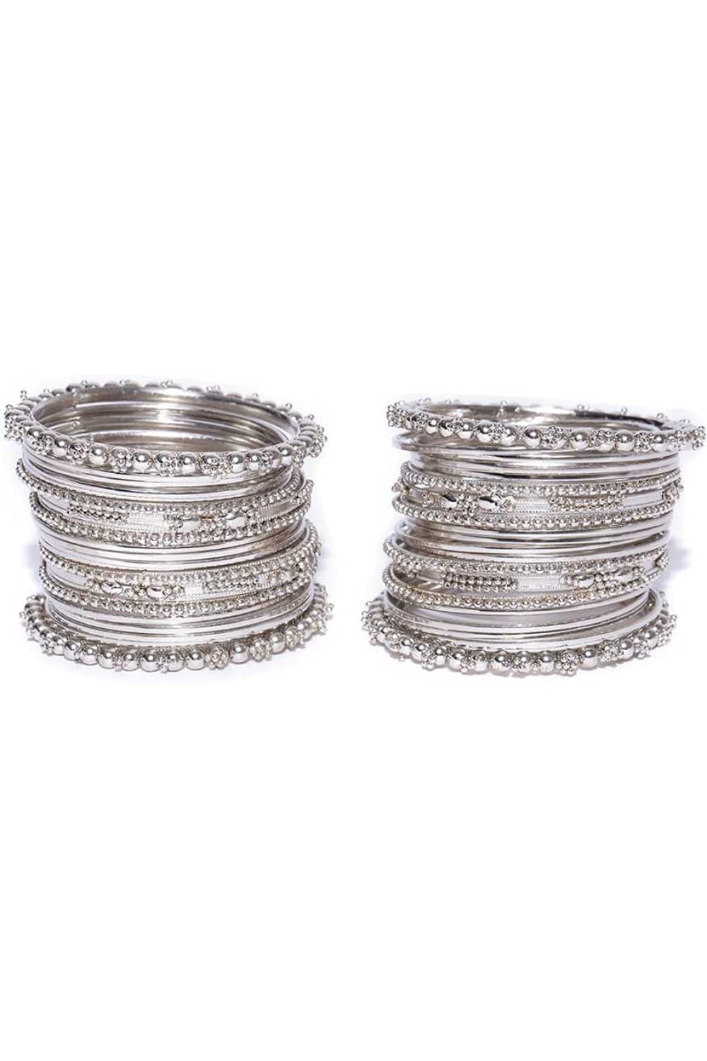YouBella Women's Traditional Silver Plated Oxidized Bracelet Bangle Set - Elegant Jewelry for Everyday Wear & Special Occasions