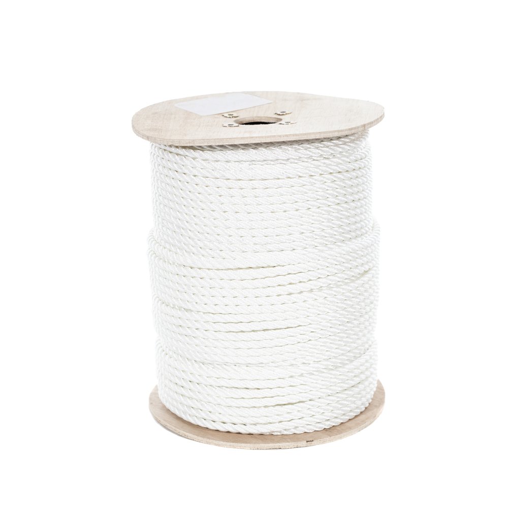 Premium White Twisted Polyester Rope - 3/8 Inch x 300 Feet - High Strength Low Stretch Rope for Rigging, Winching & Marine Use - Water, Oil & UV Resistant - Perfect for Truck Tie-Downs, Crafts, DIY Projects & Outdoor Activities