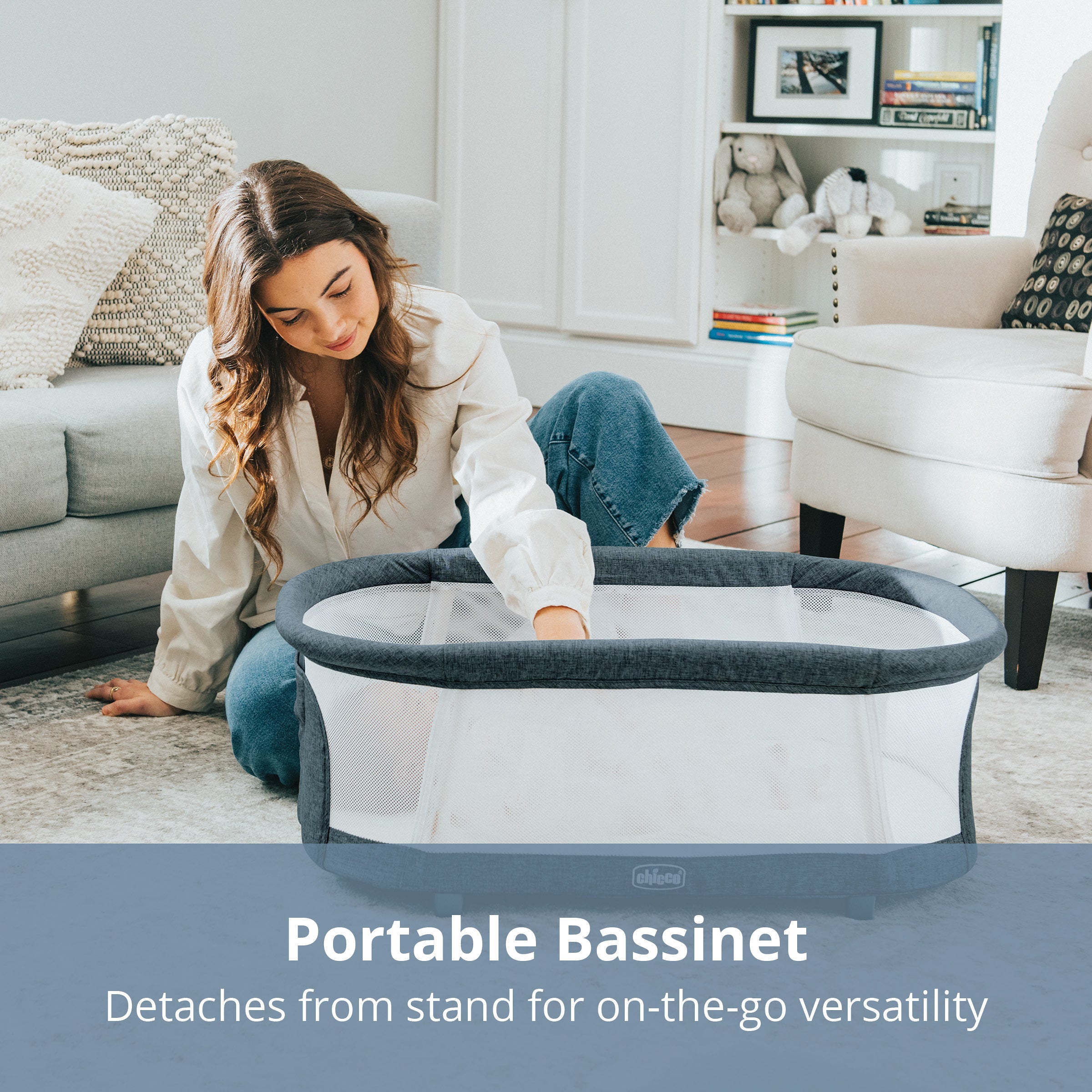 Chicco LullaGlide 3-in-1 Bassinet - Portable Baby Crib with Adjustable Height & Vibration - Perfect for Nursery, Bedroom & Travel