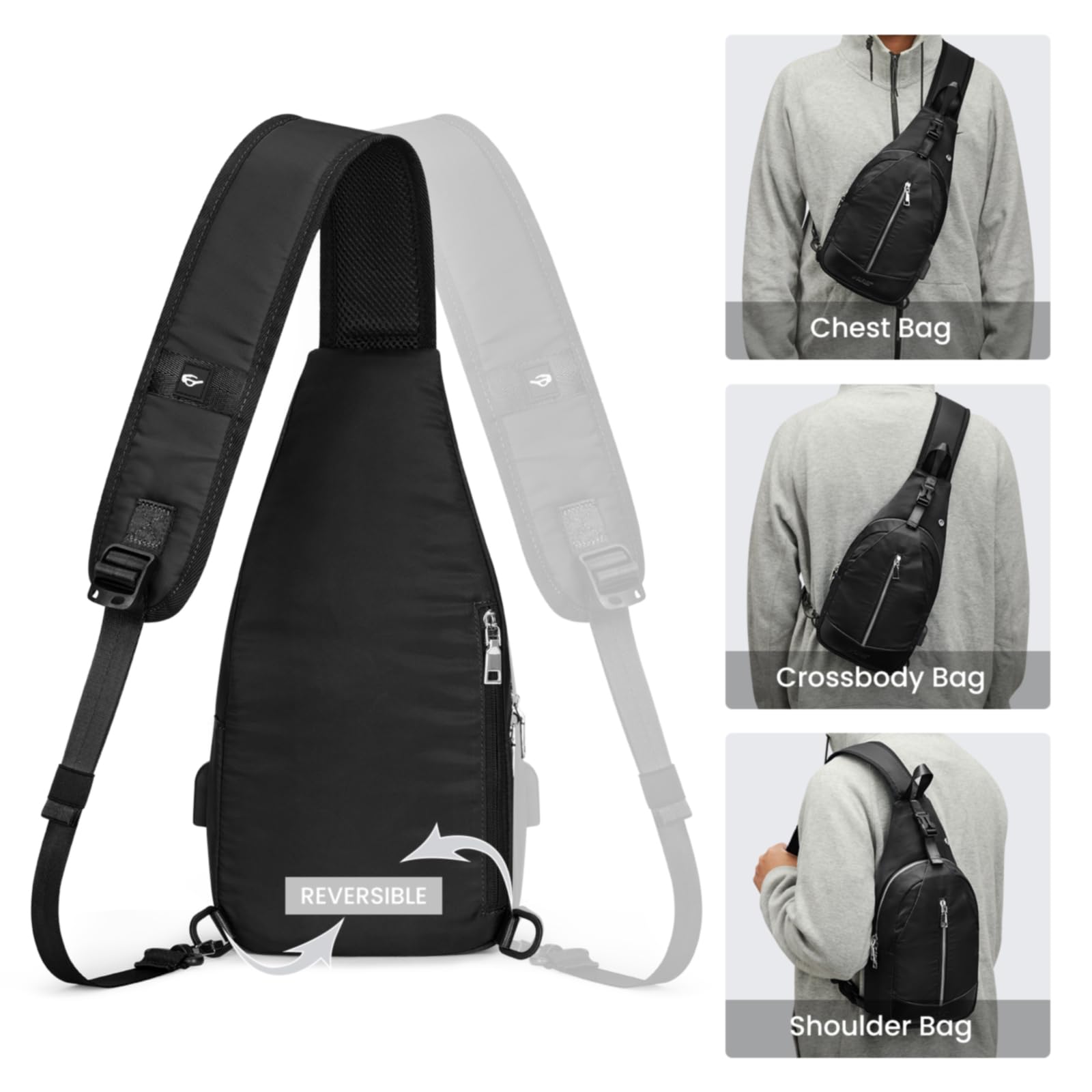 G4Free RFID Blocking Crossbody Sling Backpack - Anti-Theft Chest Shoulder Bag for Men & Women with Earphone Hole - Perfect for Hiking, Travel & Daily Commute
