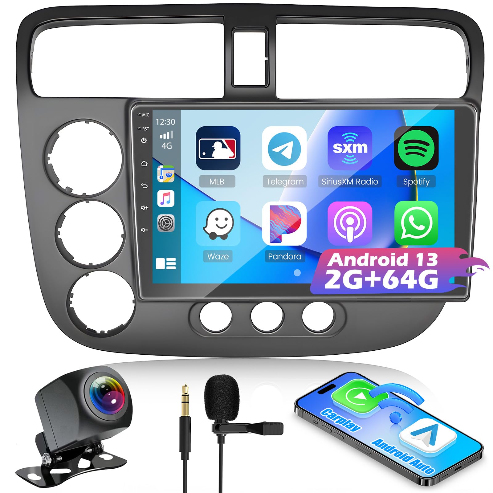 2+64GB Android 13 Car Stereo for Honda Civic 2001-2005 - 9