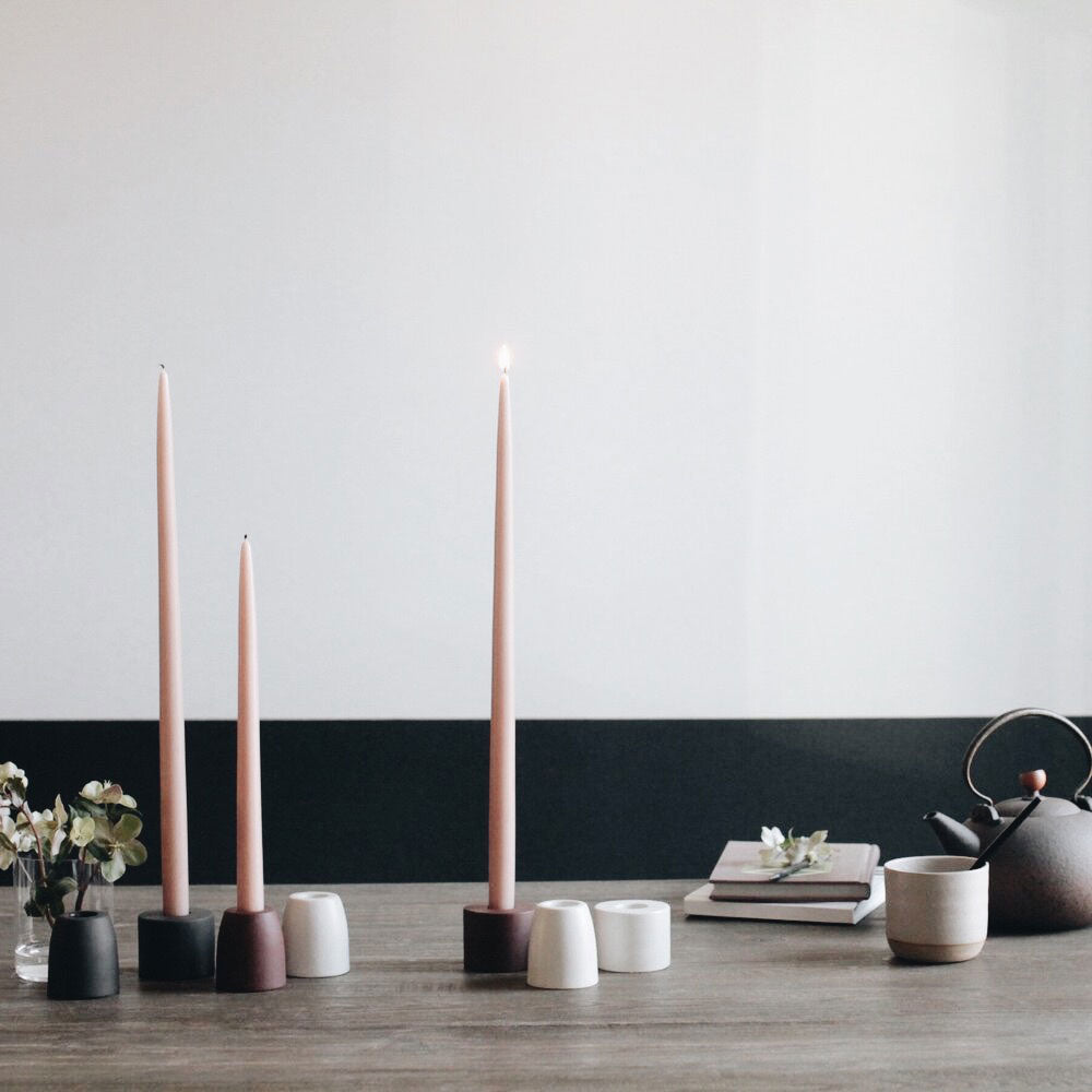 White Ceramic Taper Candle Holder - Elegant Home Decor for Dining Tables, Weddings & Romantic Ambiance