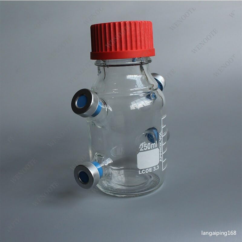 250ml Jaw Anaerobic Bottle - Headspace Bottle, Sealed Sampling Reagent Bottle with GL45 Multi Port | Lab Glassware for Microbiology, Chemistry & Environmental Testing