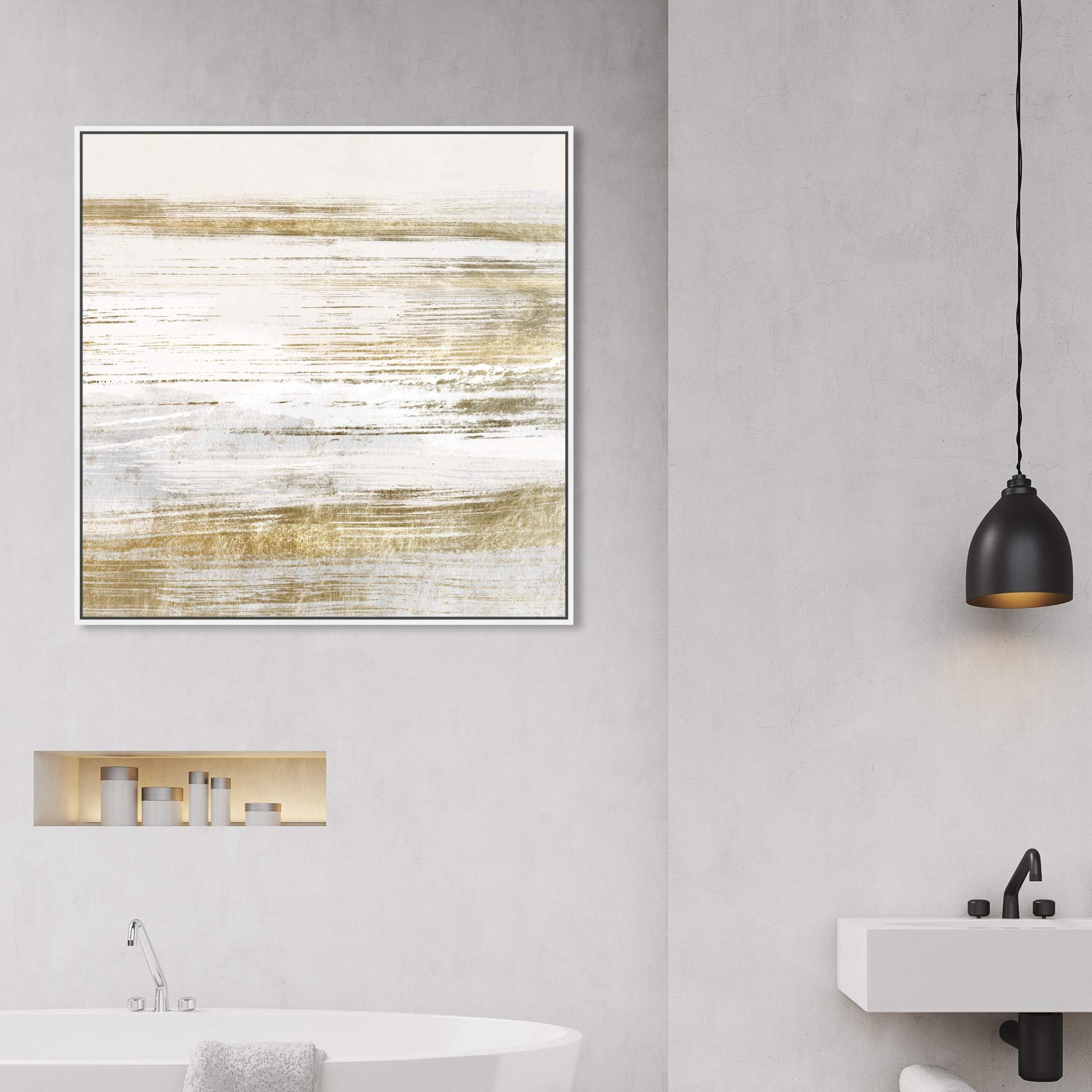 Abstract Wall Art Canvas Prints 'Blush Romance Gold' - 30x30 Inch White Framed Home Decor Painting by Oliver Gal Artist Co. | Perfect for Living Room, Bedroom & Office Wall Decor