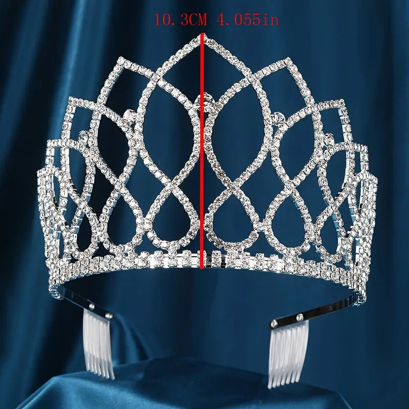Glimmering Grace Rhinestone Tiara for Women - Elegant Crystal Crown for Queens, Princesses & Brides - Perfect for Weddings, Prom, Pageants & Special Occasions