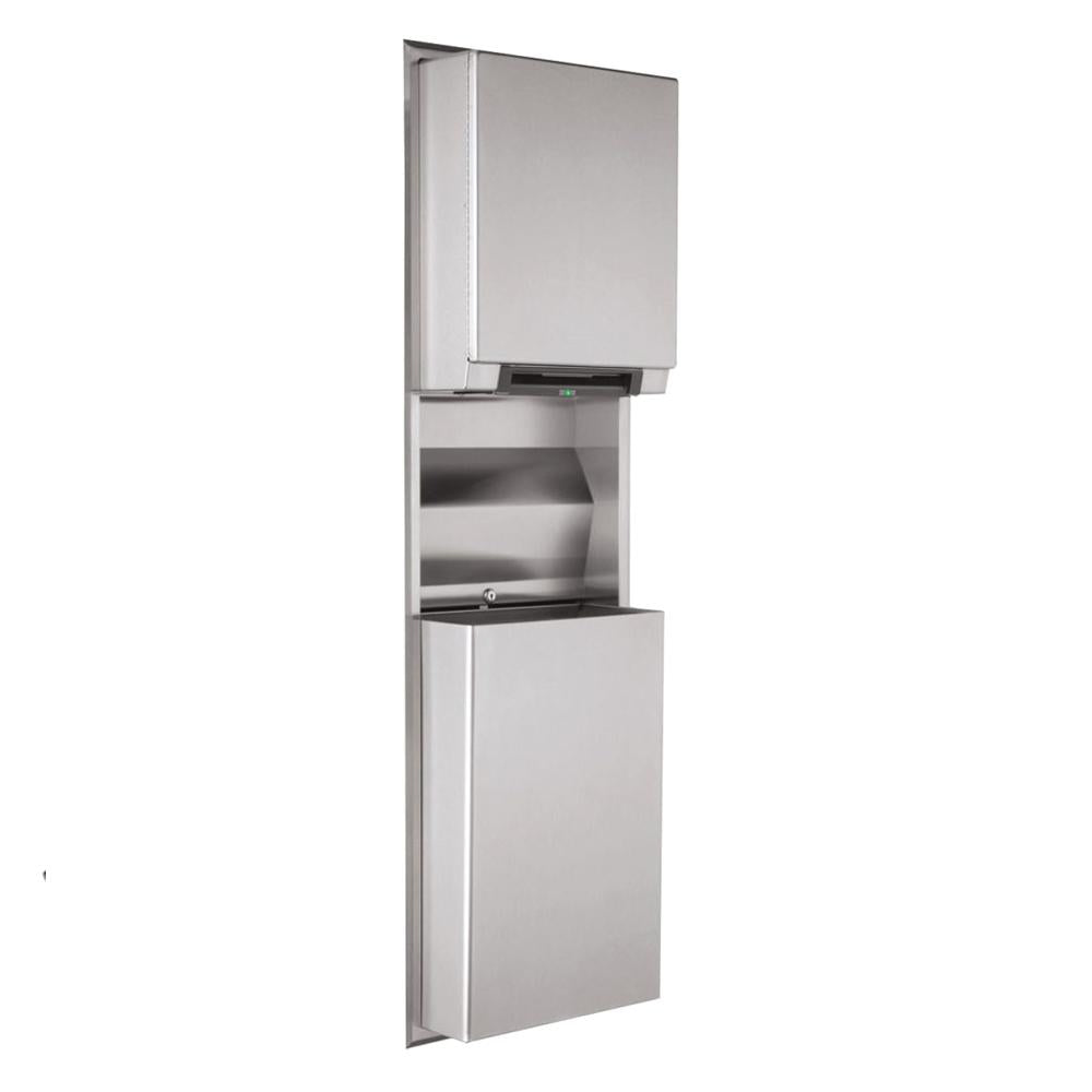 Bobrick B3979 ClassicSeries Convertible Automatic Roll Paper Towel Dispenser & Waste Receptacle - Surface Mounted Satin Finish for Restrooms, Kitchens & Commercial Spaces