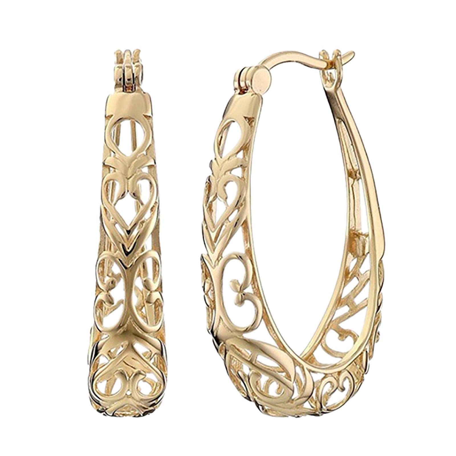 Elegant Heart-Shaped Wedding Earrings for Women - Hollow Gold Statement Earrings for Bridal Banquet & Special Occasions - Perfect for Weddings, Anniversaries, and Romantic Date Nights