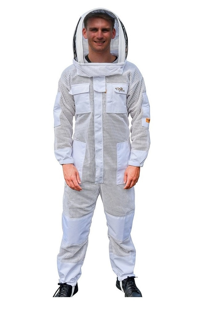 3 Layer Mesh Beekeeping Suit Starter Kit - Full Body Protection for Beekeepers | Beekeeping Safety Gear for Beginners & Professionals | Ideal for Hive Inspections, Honey Harvesting & Apiary Work