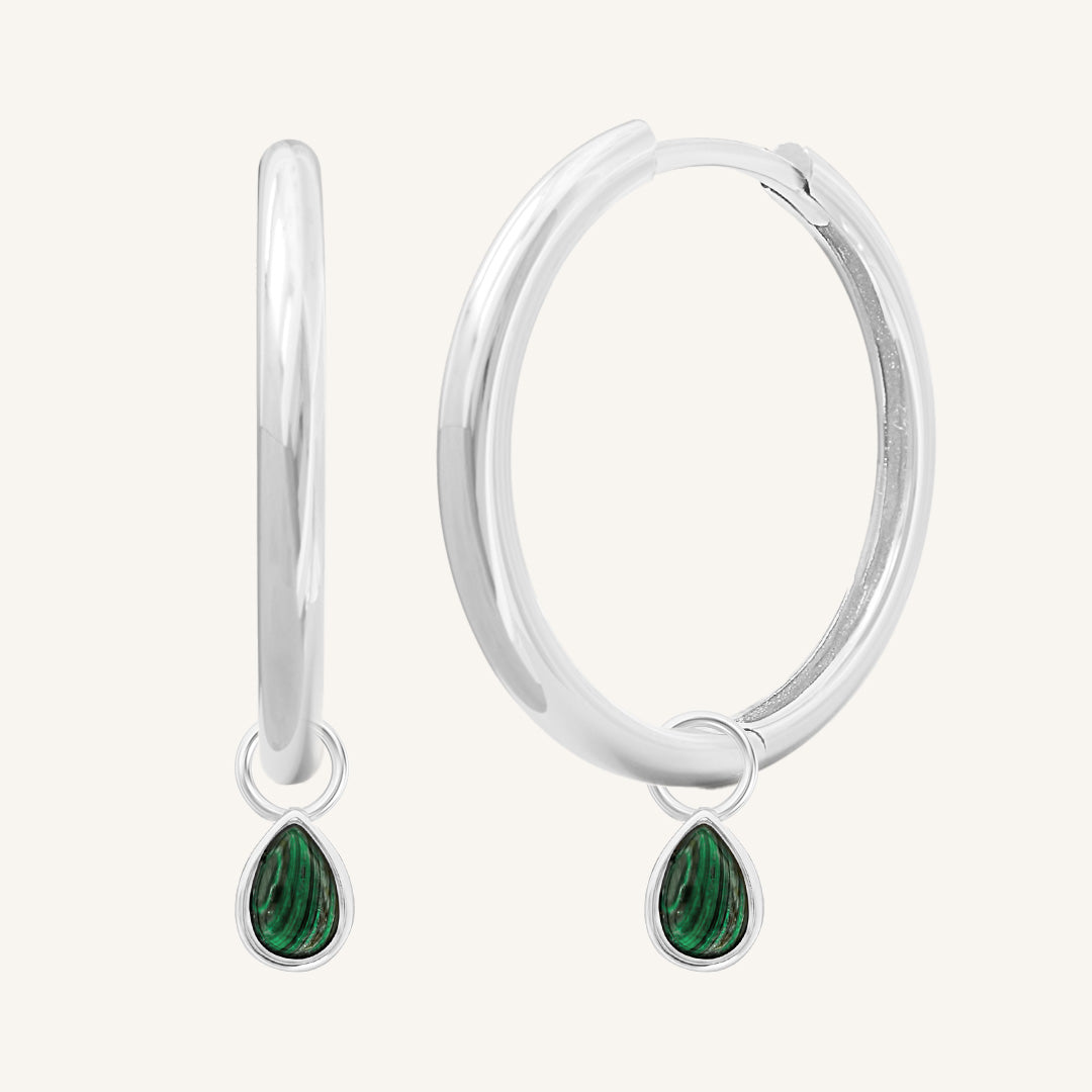Malachite Trove Charm Hoops - Elegant Green Gemstone Earrings for Women | Perfect for Boho, Hippie & Festival Fashion