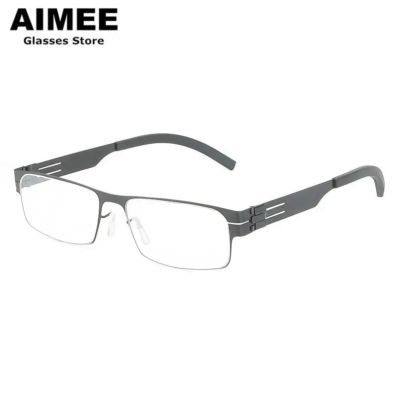 Aimee Women's Full Rim Square Screwless Steel Eyeglasses 13517 - Stylish Lightweight Glasses for Work, Reading & Fashion
