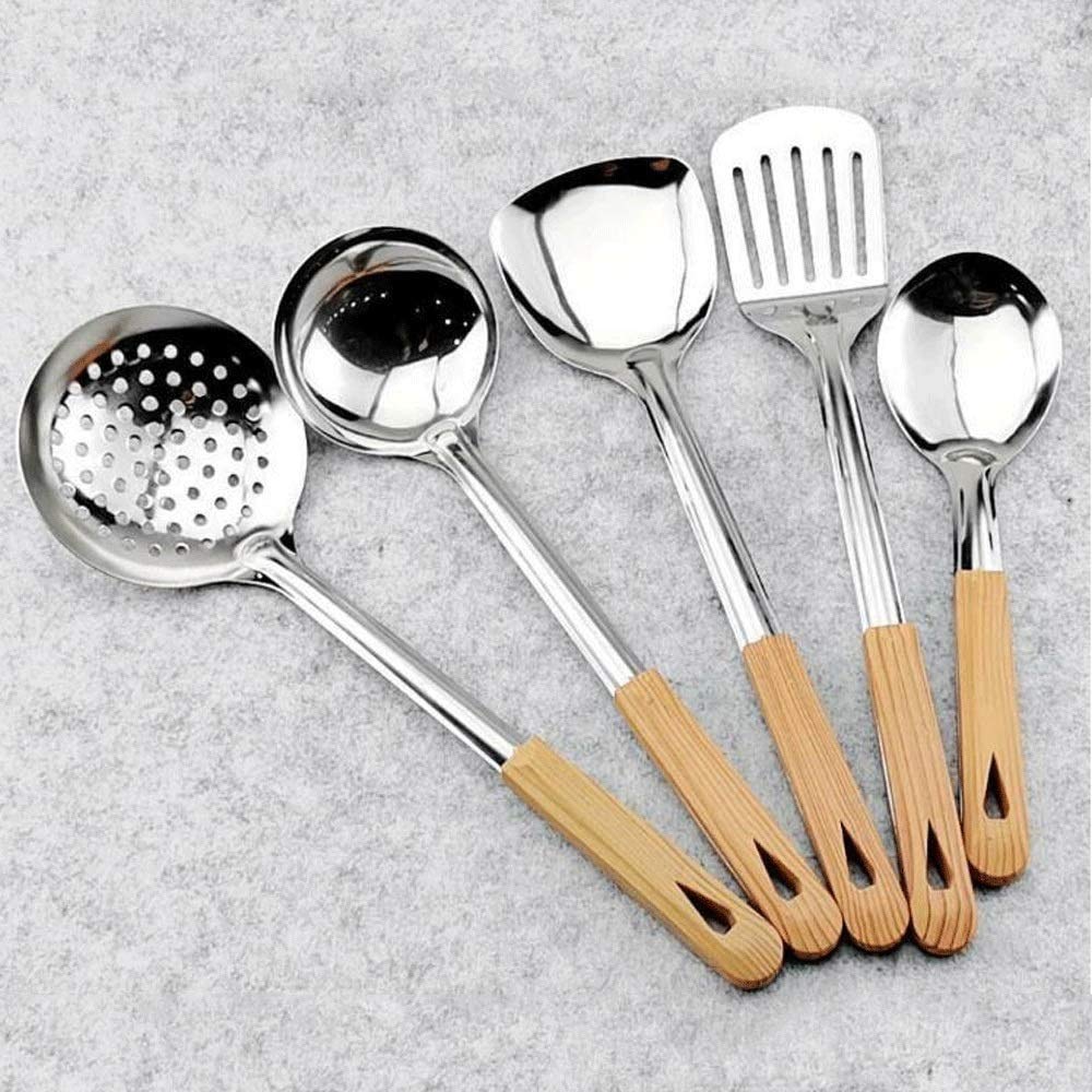 Premium Stainless Steel Spatula Set - 5-Piece Kitchen Utensils with Non-Stick Soup Spoon, Cooking Shovel & Strainer for Baking, Flipping & Serving - Ideal for Home Cooks & Professional Chefs
