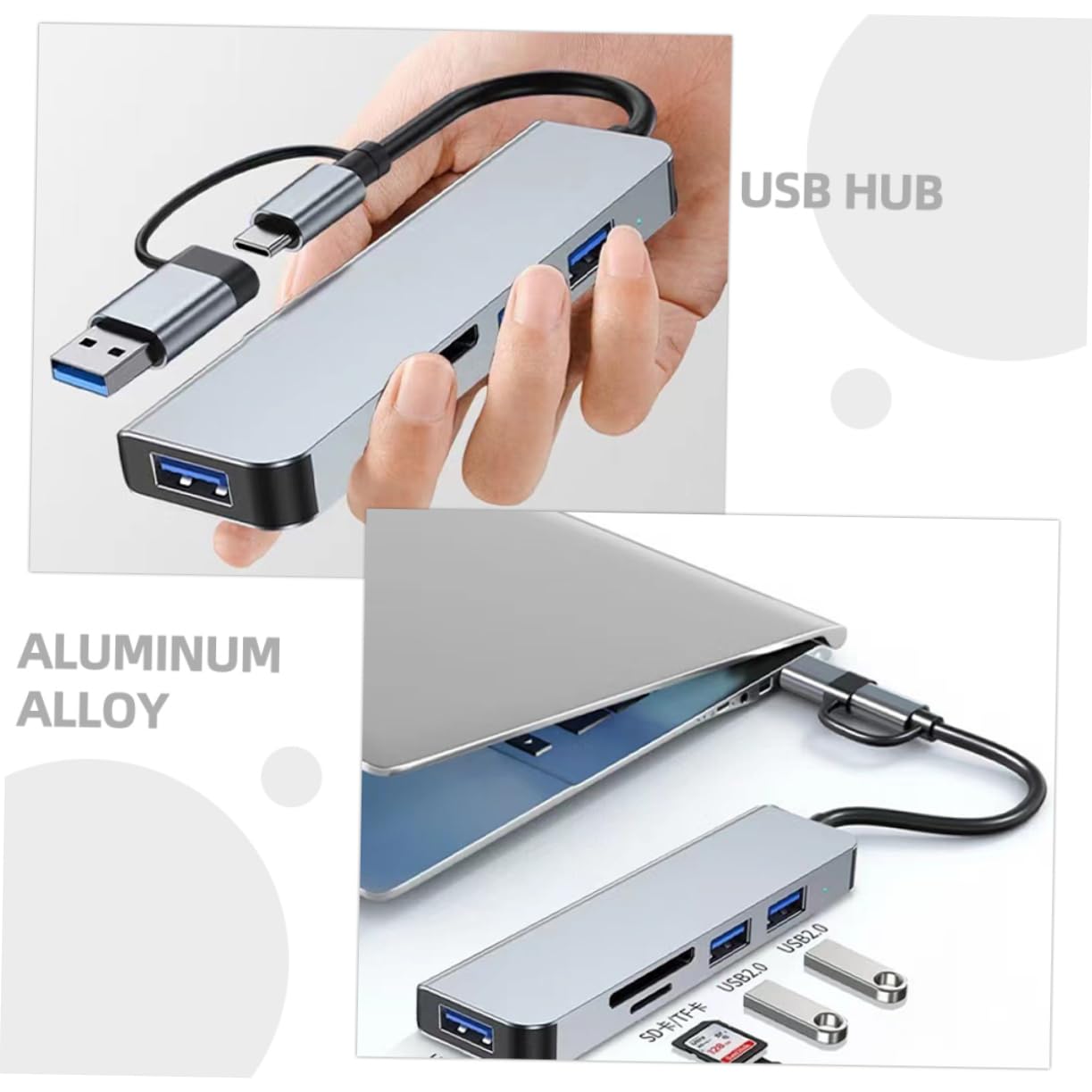 Mikikit 7-in-1 USB C Hub with 4K HDMI, 3 USB Ports, SD/TF Card Reader - Multi-Port Adapter for MacBook Pro/Air, Dell, HP, Lenovo Laptops - Perfect for Home Office, Travel & Conference Presentations