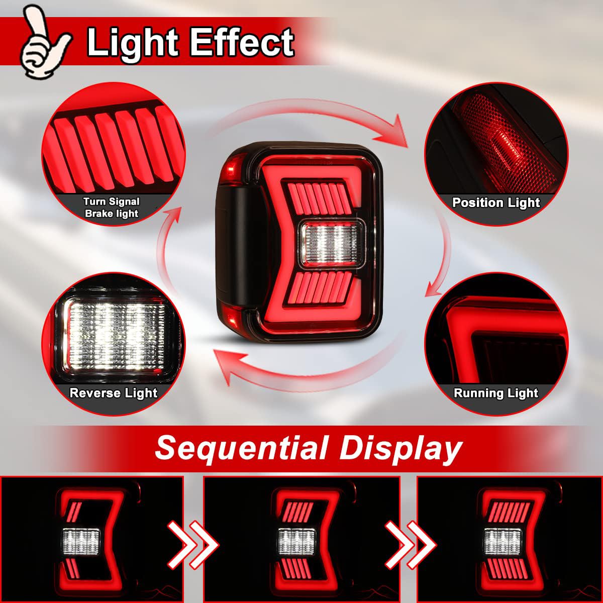 Nixon Offroad LED Tail Lights for Jeep Gladiator JT (2018-2025) - Sequential Turn Signal Rear Lamps Assembly Replacement - Glossy Black Housing with Clear Lens - 1 Pair - Perfect for Off-Roading & Night Driving