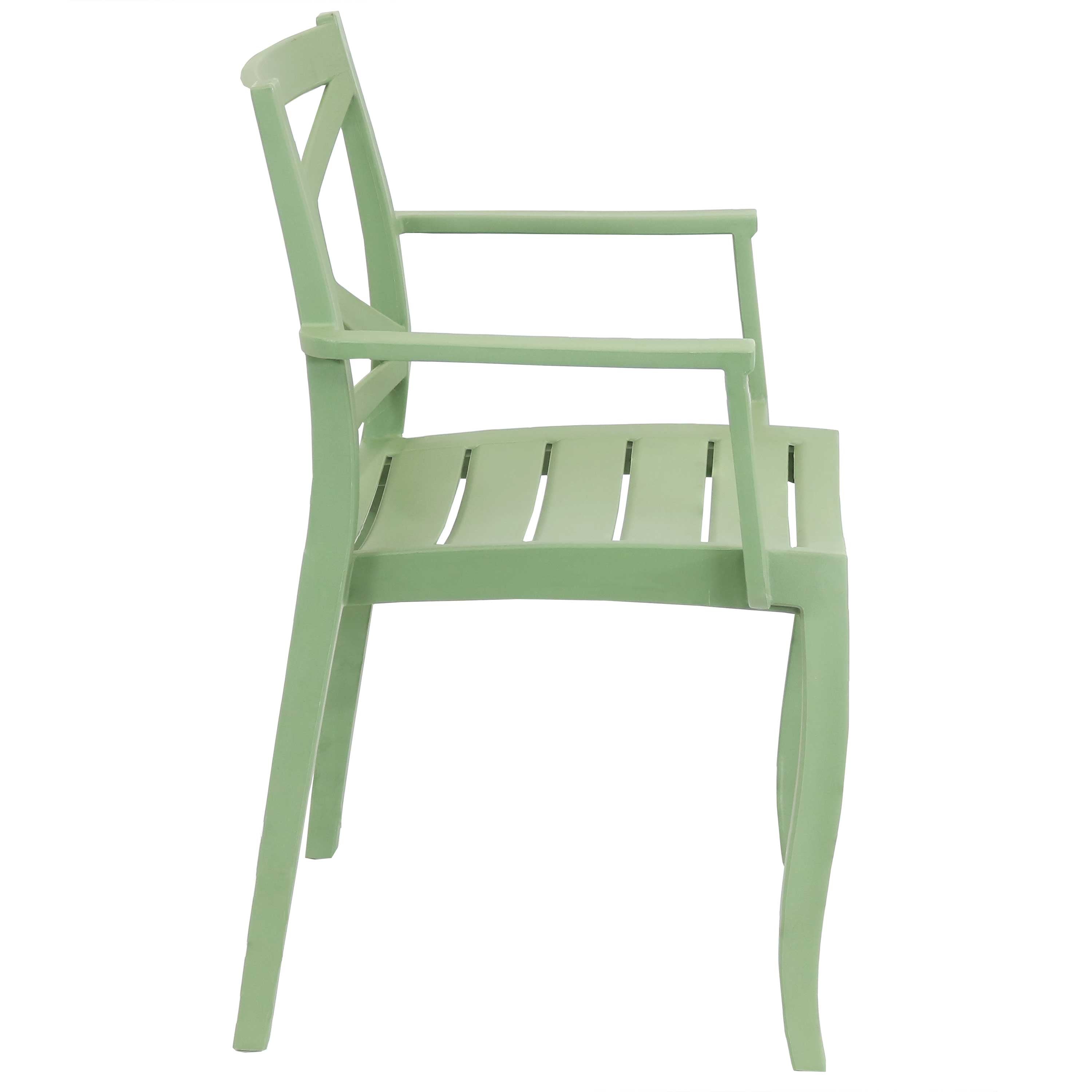 Sunnydaze Tristana Plastic Outdoor Dining Armchair - Weather-Resistant Patio Chair for Garden, Poolside & Backyard Dining - Comfortable & Durable Outdoor Seating