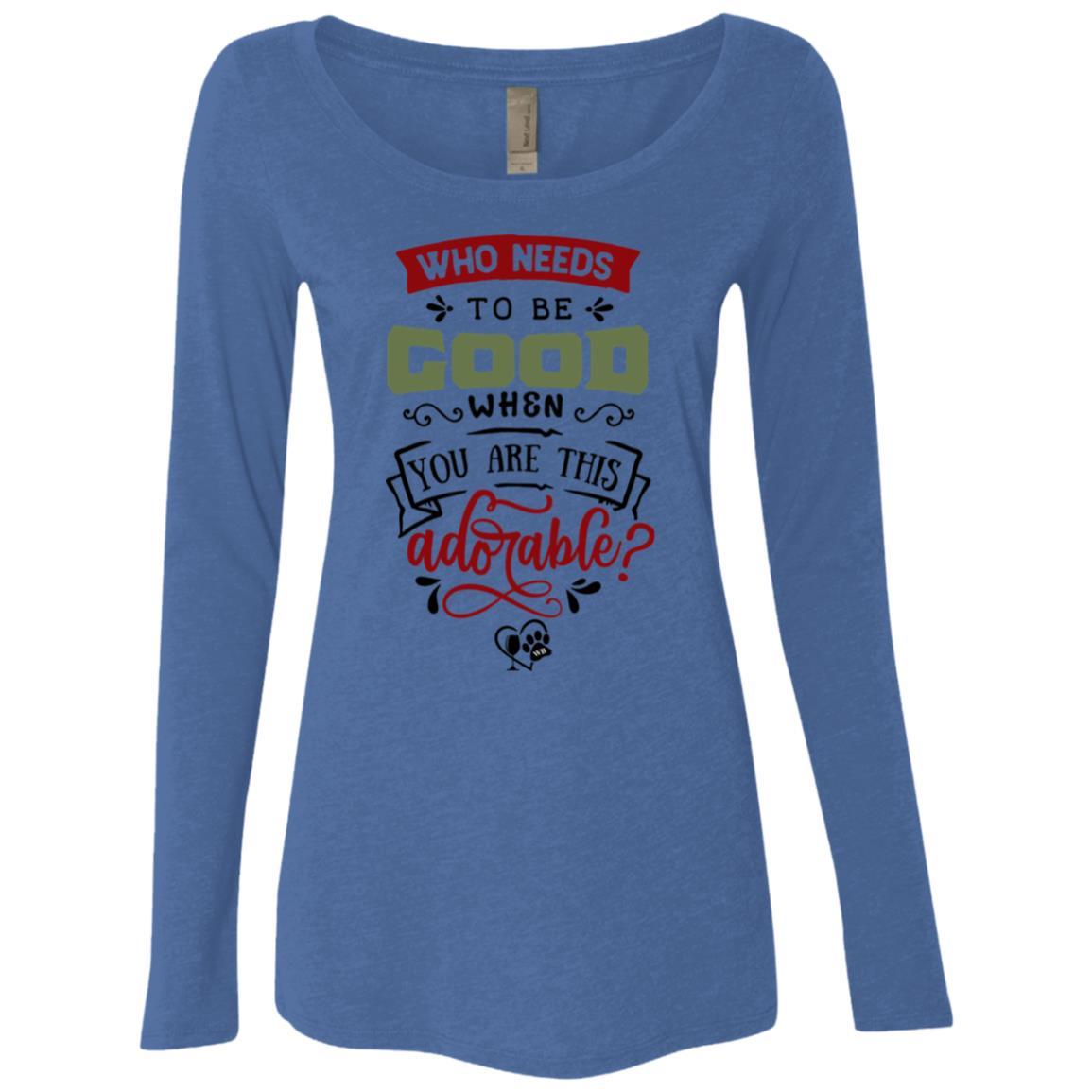 WineyBitches.Co Women's Long Sleeve Scoop Neck Tri-Blend T-Shirt - Soft & Comfortable for Casual Wear, Lounge, and Everyday Outfits