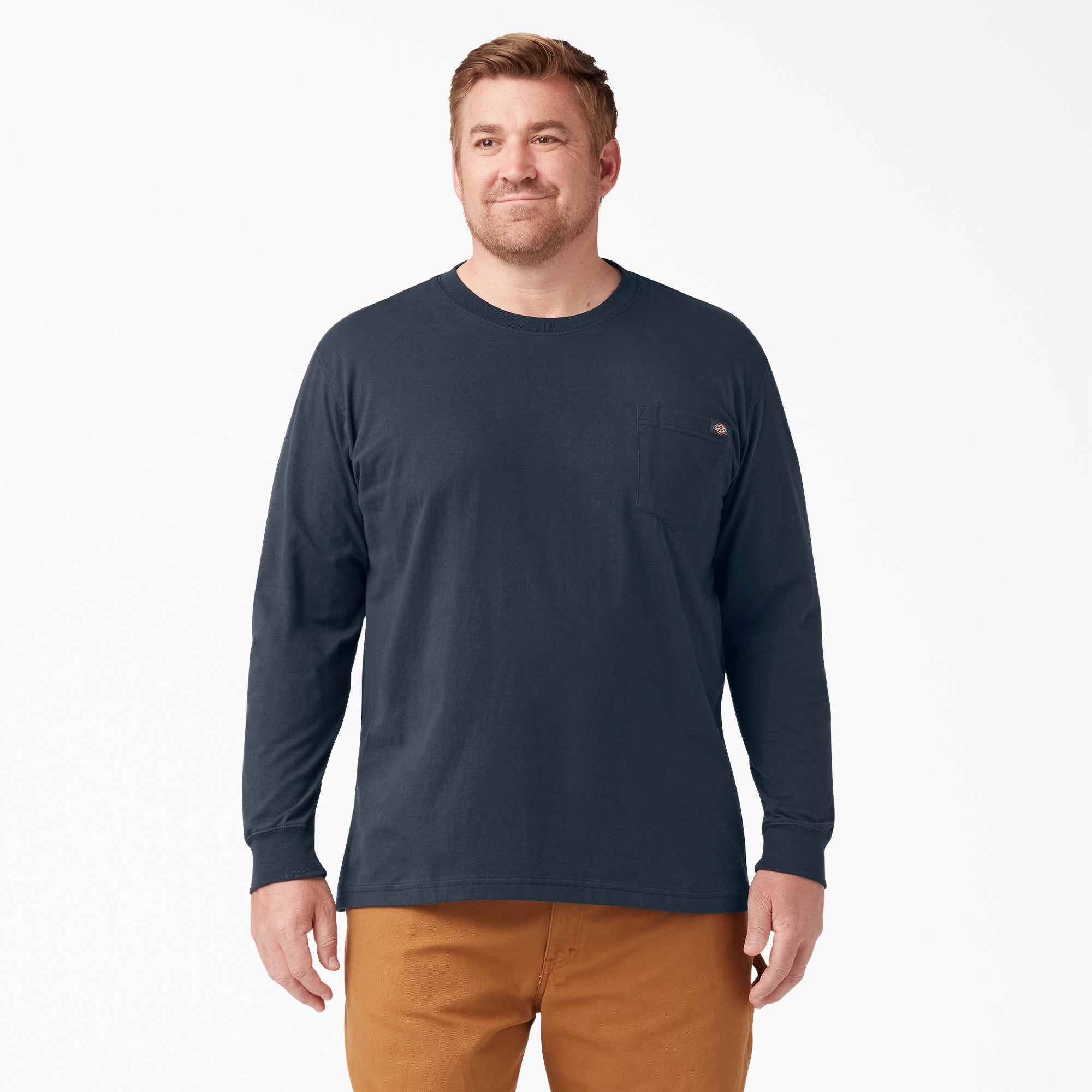 Dickies Men's Heavyweight Long Sleeve Crew Neck T-Shirt - Durable Workwear for Construction, Landscaping & Outdoor Activities