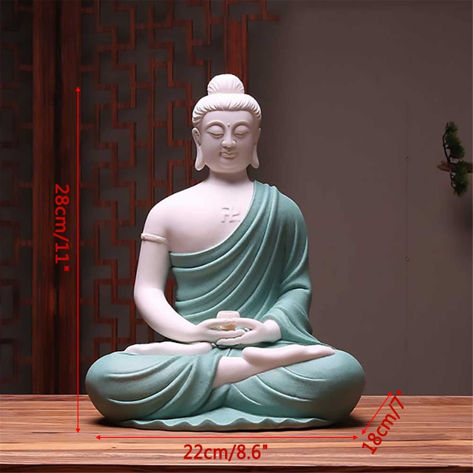 Ceramic Sakyamuni Buddha Statue - Handcrafted Meditation Buddha Figurine for Yoga, Zen & Home Decor | Blue Seated Buddha Sculpture for Office, Garden & Spiritual Spaces - Perfect for Meditation Rooms, Yoga Studios & Peaceful Home Decor