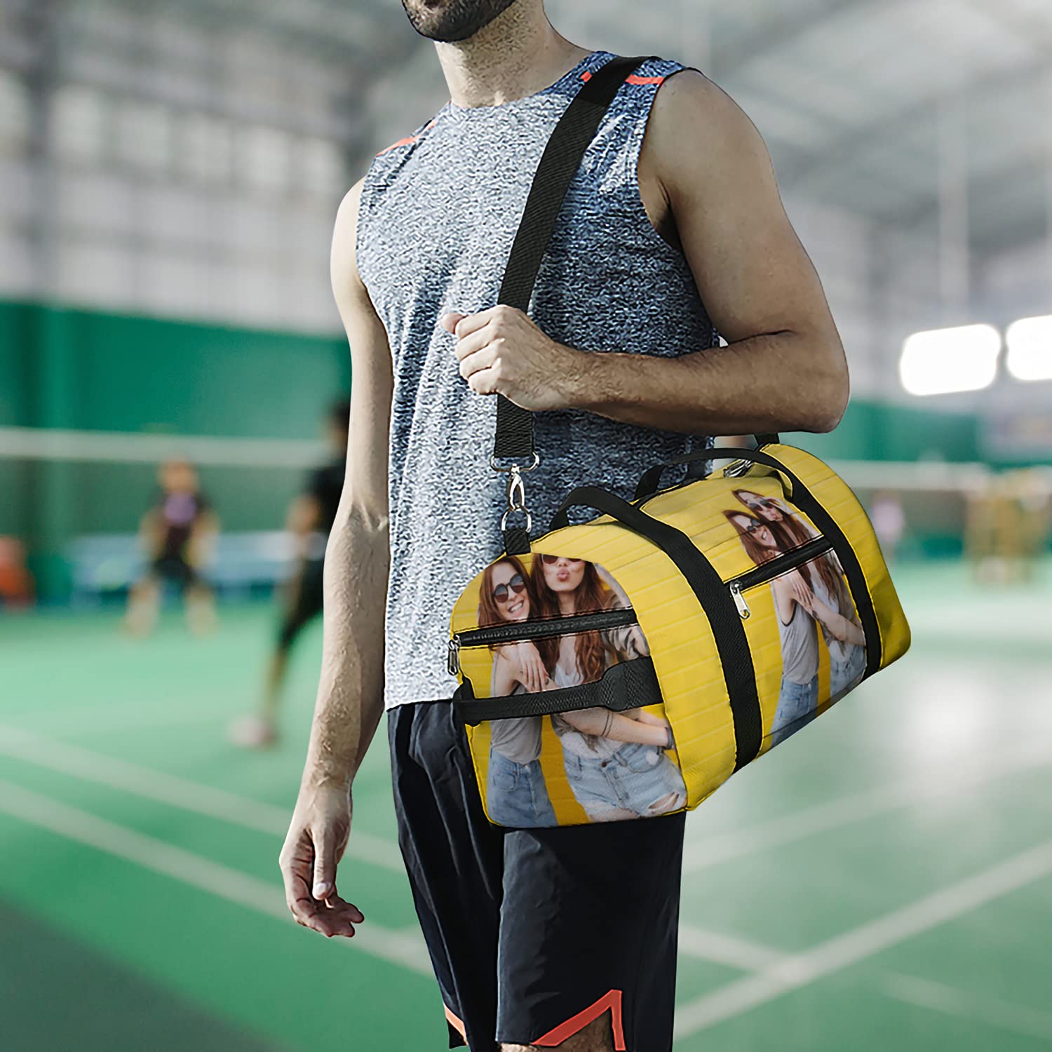 Customized Sport Duffel Bag with Shoe Compartment - Waterproof Gym Bag for Men & Women - Perfect for Travel, Workout, Sports & Weekend Trips (18.1x9x9.3 inches) - Ideal for Gym Enthusiasts, Athletes & Frequent Travelers