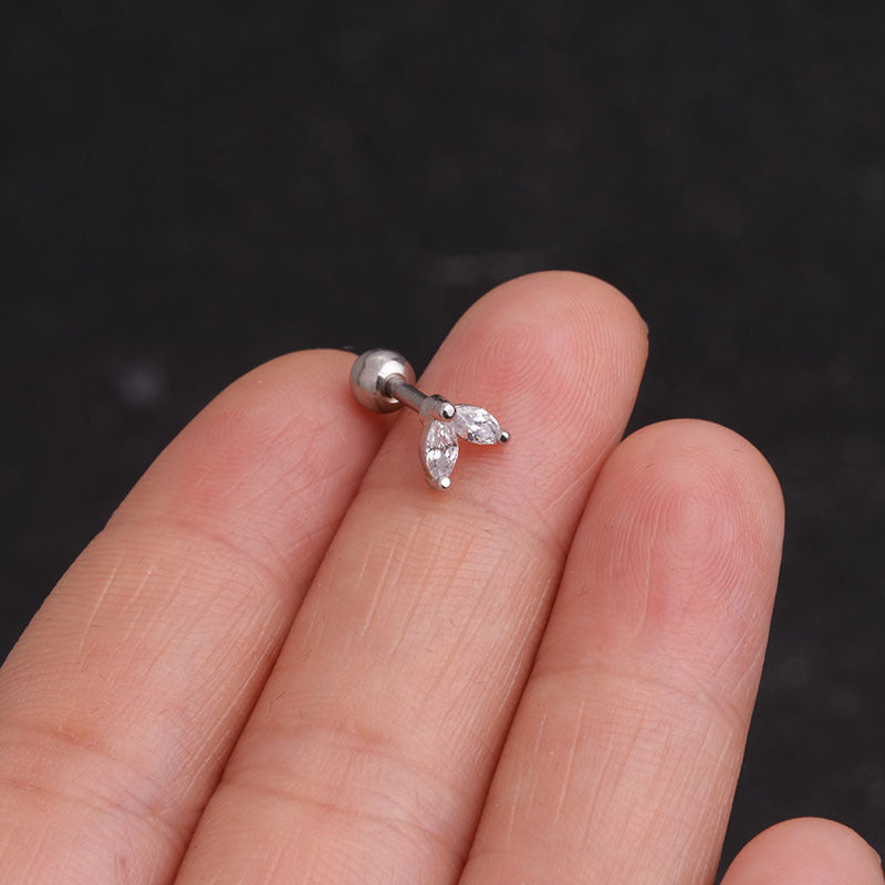 16G Fish Tail Tiny Cartilage Stud Earrings - Hypoallergenic Stainless Steel Ear Piercing Jewelry for Helix, Tragus, Conch | HSPJ1963 | Perfect for Everyday Wear & Special Occasions