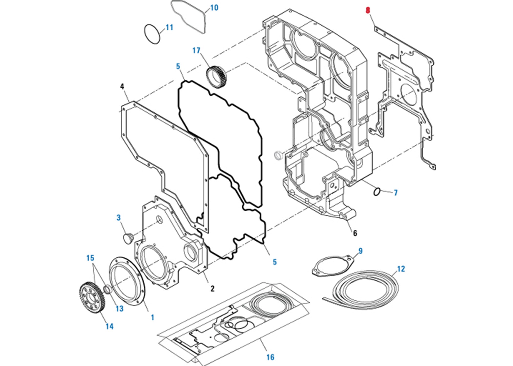 Cummins ISX Dual Overhead Camshaft Gasket Gear Housing Replacement Part 4985562 - Perfect for Engine Repair & Maintenance of Heavy Duty Trucks