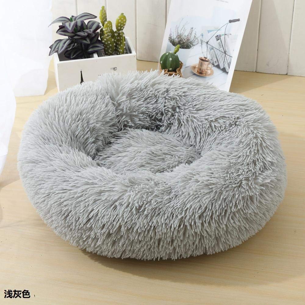 Super Soft Plush Donut Pet Bed - 50cm Cozy Dog & Cat Bed for Small Breeds Like Chihuahua, Puppy - 4cm Thick Cushion for Ultimate Comfort - Perfect for Indoor Sleeping, Kennel, or Pet House (1 Piece)