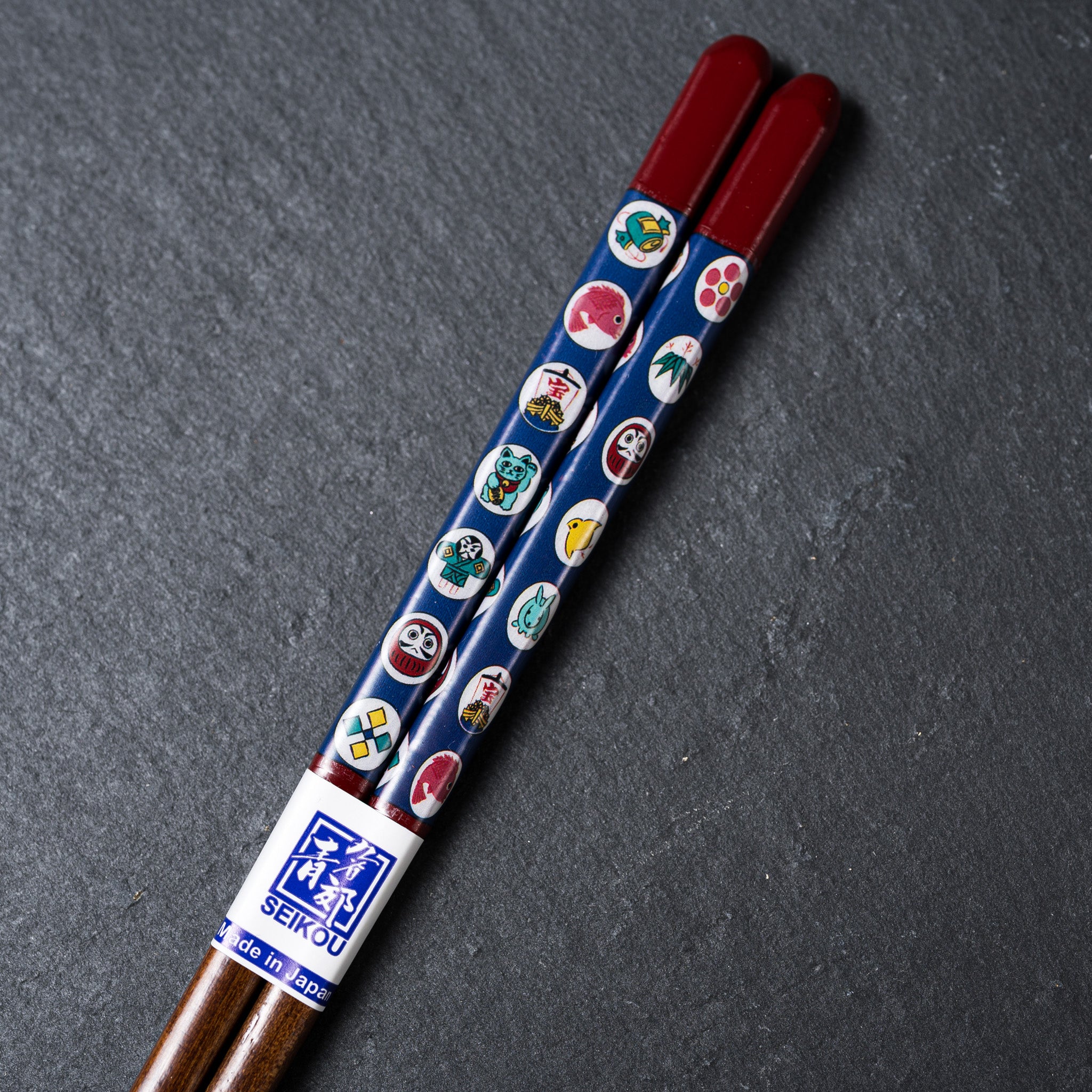 Kutani Design x Wakasa Lacquered Chopsticks - Handcrafted Japanese Red Chopsticks 21cm - Elegant Tableware for Sushi, Asian Cuisine & Home Dining