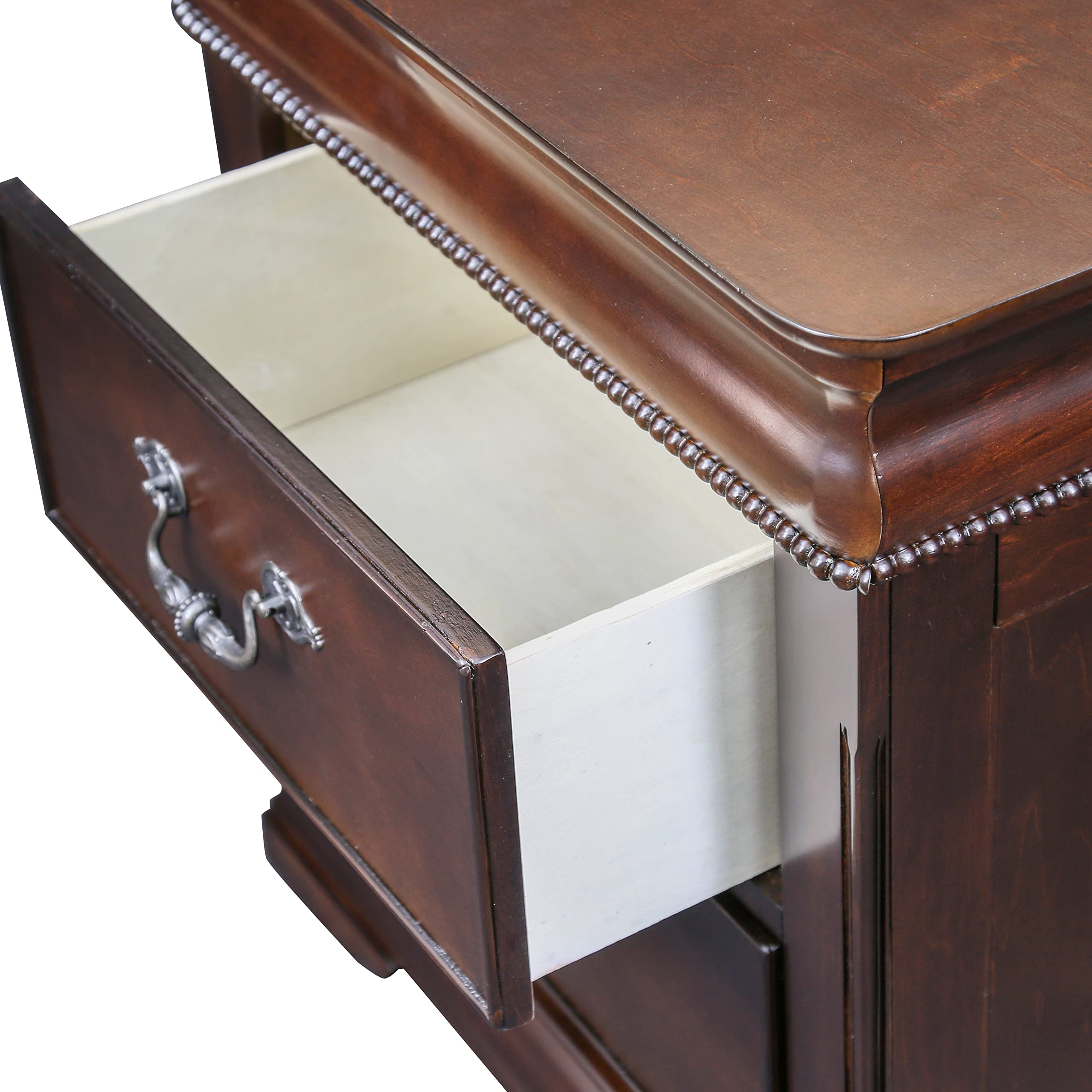 Furniture of America Diva Traditional Cherry Solid Wood Nightstand - Classic Bedside Table for Bedroom, Living Room & Guest Room - Perfect for Storage & Decor