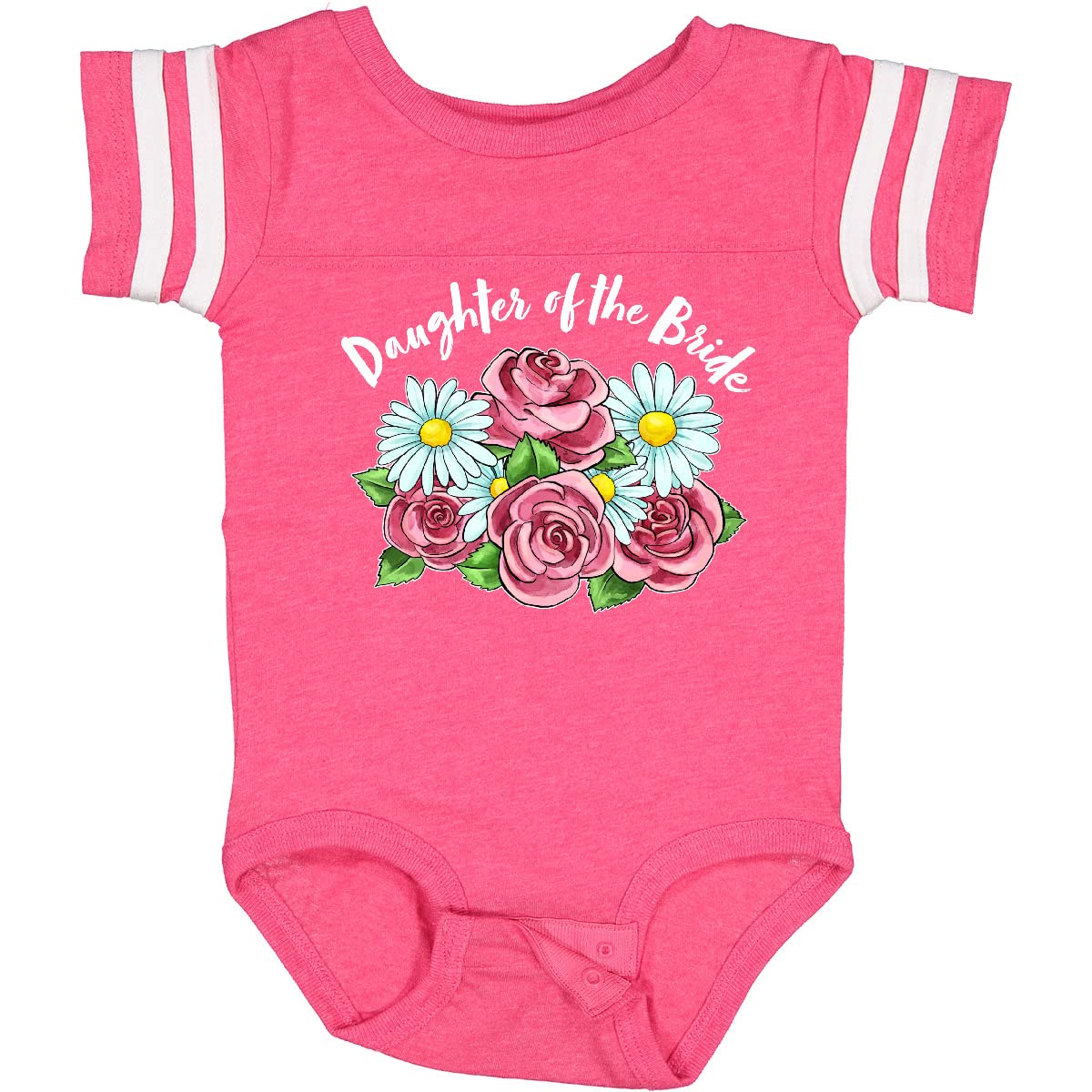 Inktastic Daughter of The Bride Roses and Daisies Baby Bodysuit - Cute Floral Outfit for Wedding Party, Baby Shower & Special Occasions