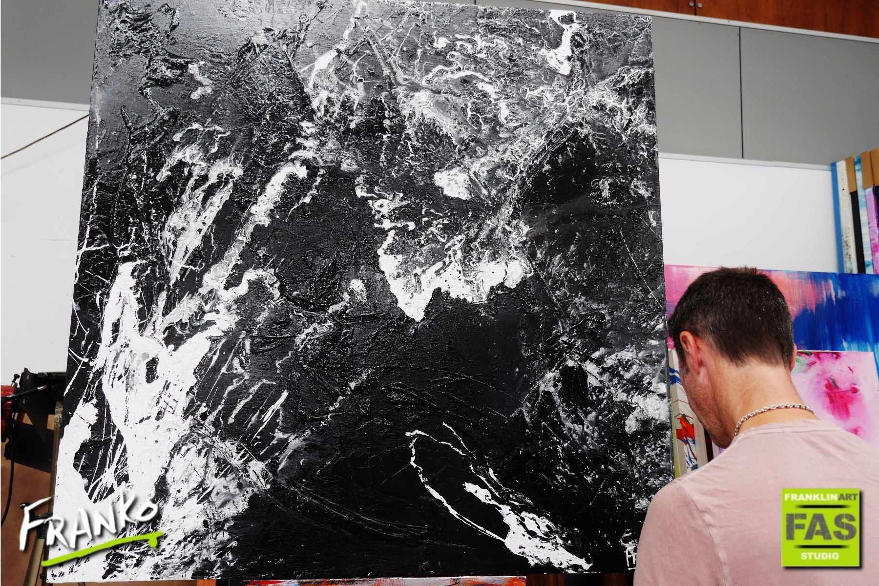120cm x 120cm Black Abstract Canvas Painting - Modern Dark Night Wall Art for Living Room & Bedroom Decor
