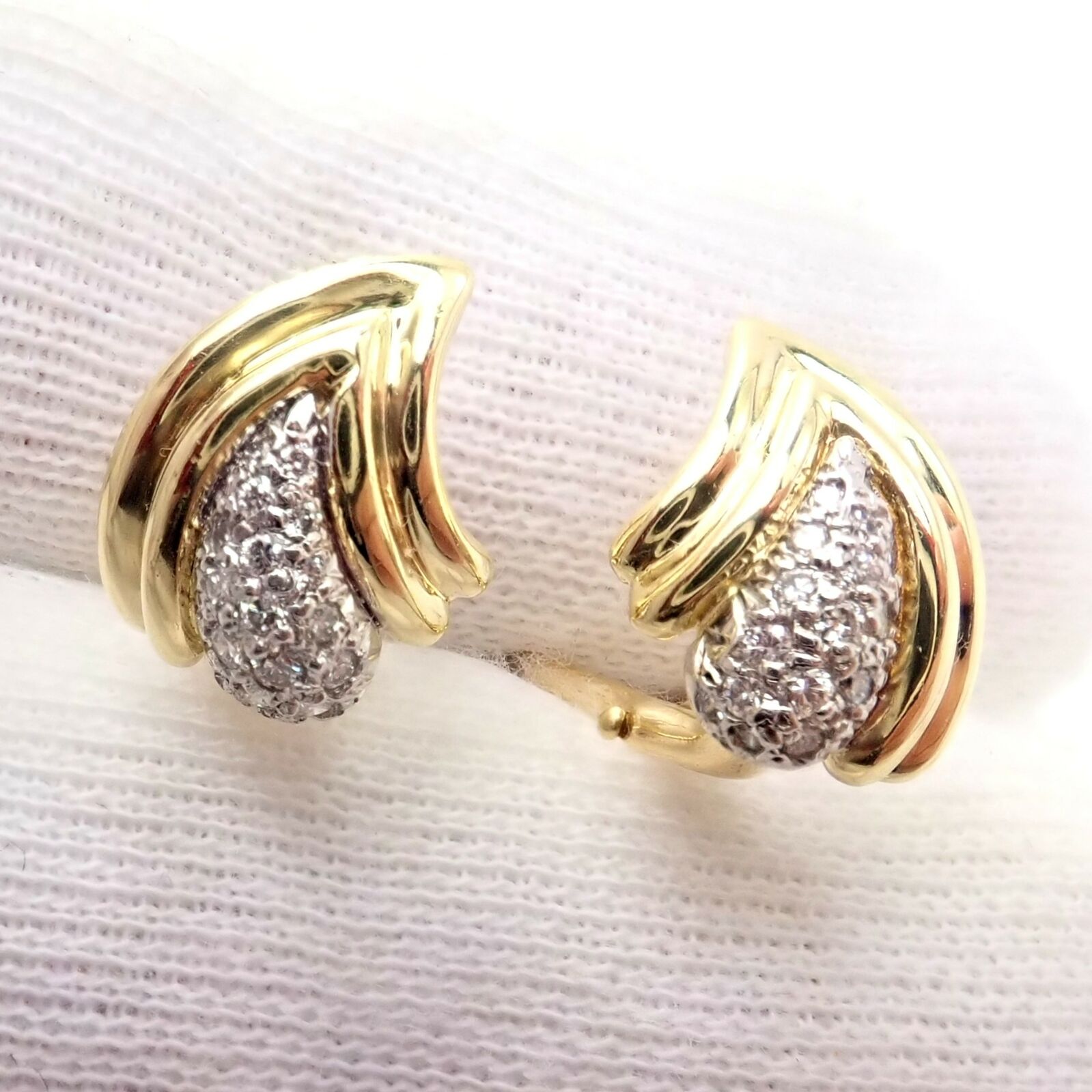 Authentic Tiffany & Co 18k Yellow Gold Diamond Teardrop Earrings | Luxury Jewelry for Women | Perfect for Weddings, Anniversaries & Special Occasions