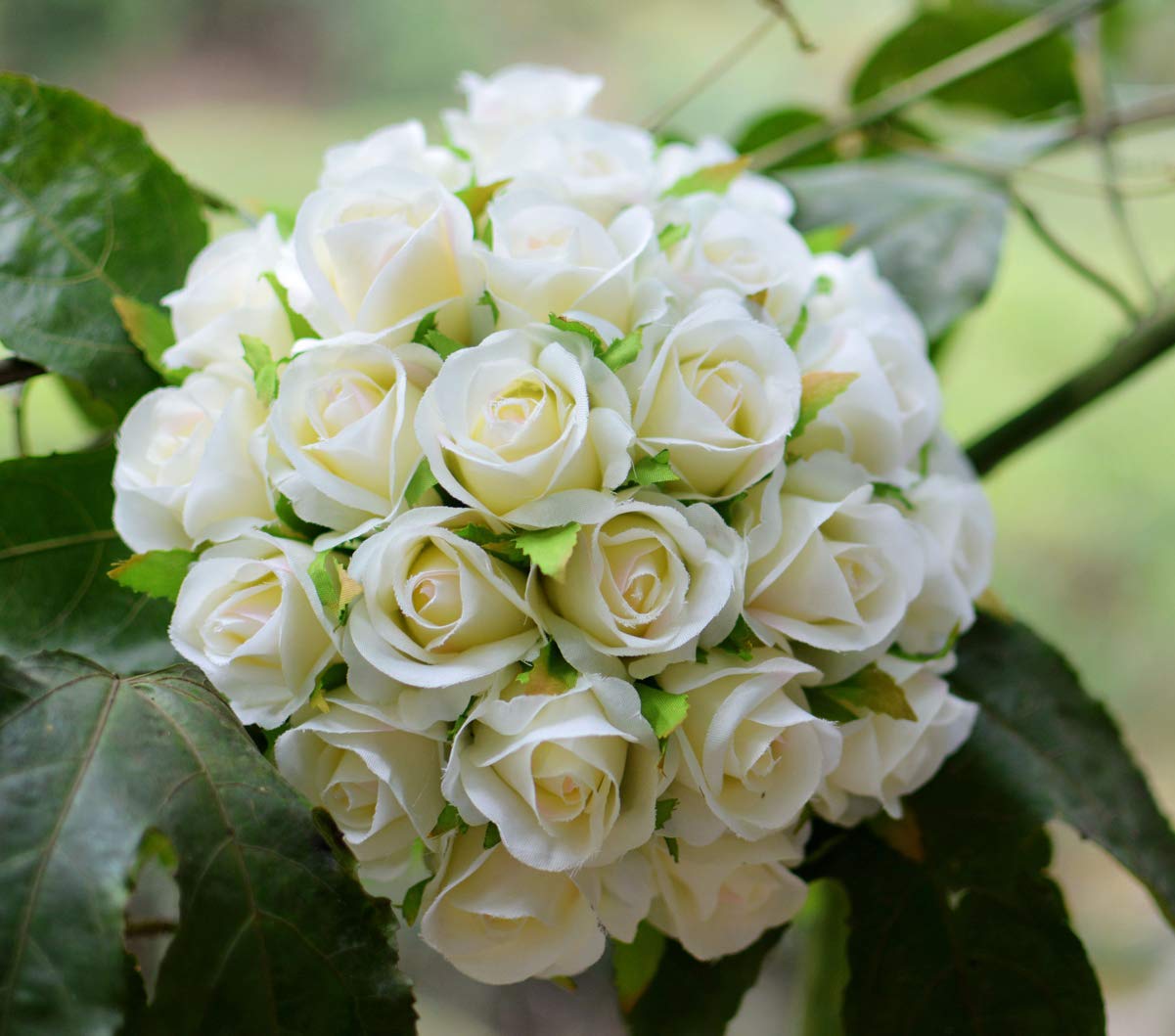 26 PCS Ivory Silk Rose Artificial Flowers - Fake Rose Heads for Wedding Bouquet, Bridesmaids Arrangement, DIY Home & Office Decor - Perfect for Wedding, Party, and Event Decorations (Ivory)