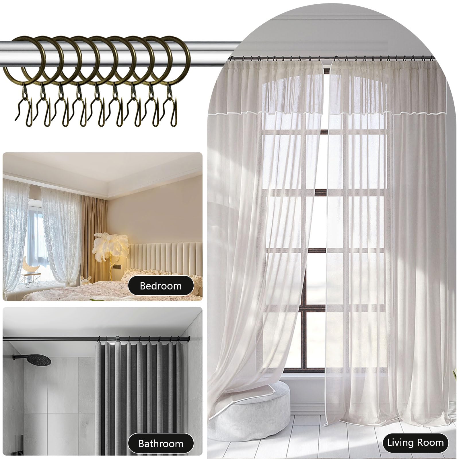 30-Pack Metal Pinch Pleat Curtain Hooks & Rings Set - Heavy Duty Drape Hooks for Pleated Curtains - Perfect for Living Room, Bedroom, and Window Decor