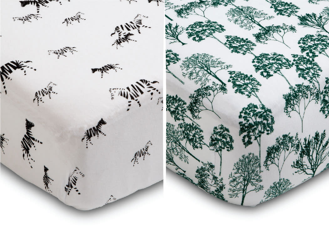 Modern Safari Fitted Crib Sheets 2 Pack - Soft Baby Crib Bedding Set for Nursery, Jungle Theme - Perfect for Newborns, Infants & Toddlers - Ideal for Daycare, Home Nursery & Travel