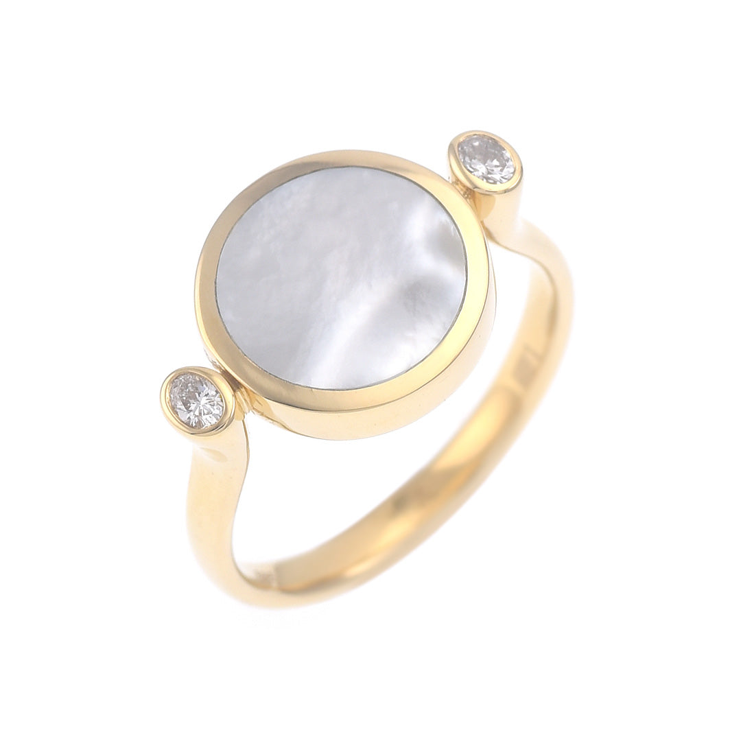 Exquisite Mother of Pearl & Diamond Ring for Women - Elegant Wedding, Engagement & Anniversary Jewelry Gift - Perfect for Special Occasions & Evening Events